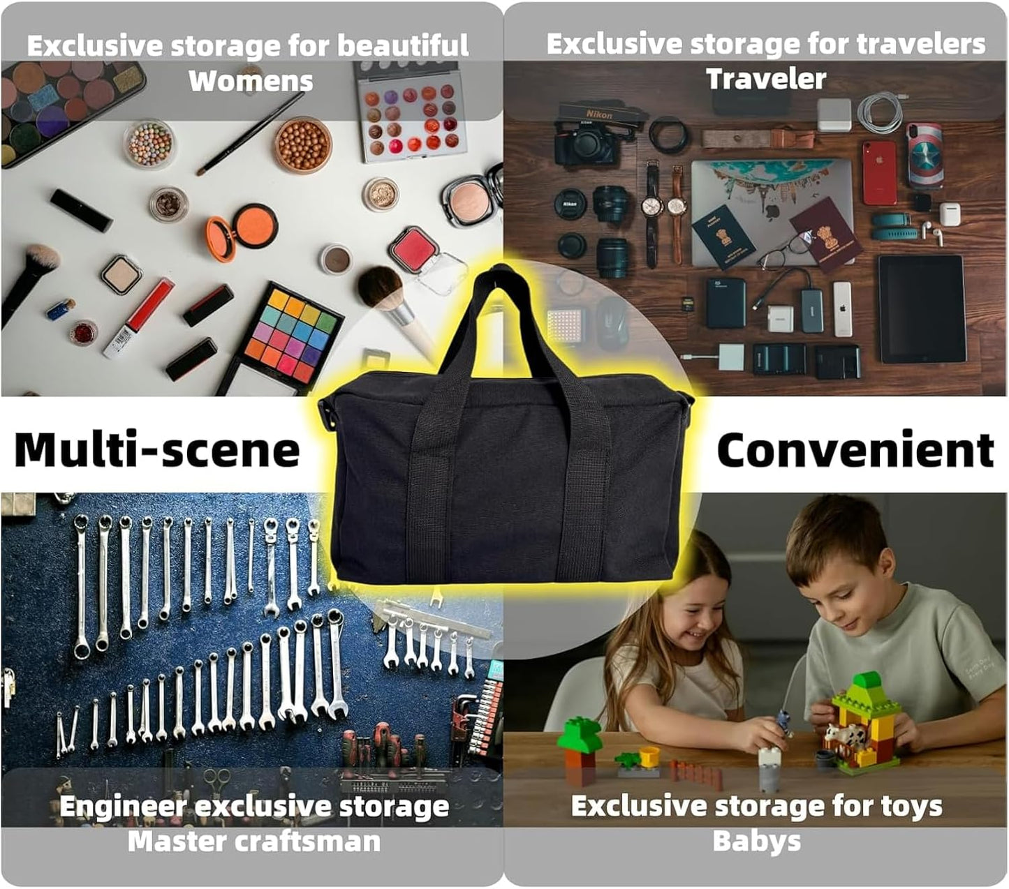  Porte-outils Extra Large à Fermeture éclair Avec Compartiment De Grande Capacité, Parfait Pour Organiser L'ensemble De Réparation Automobile, Sac Léger En Métal