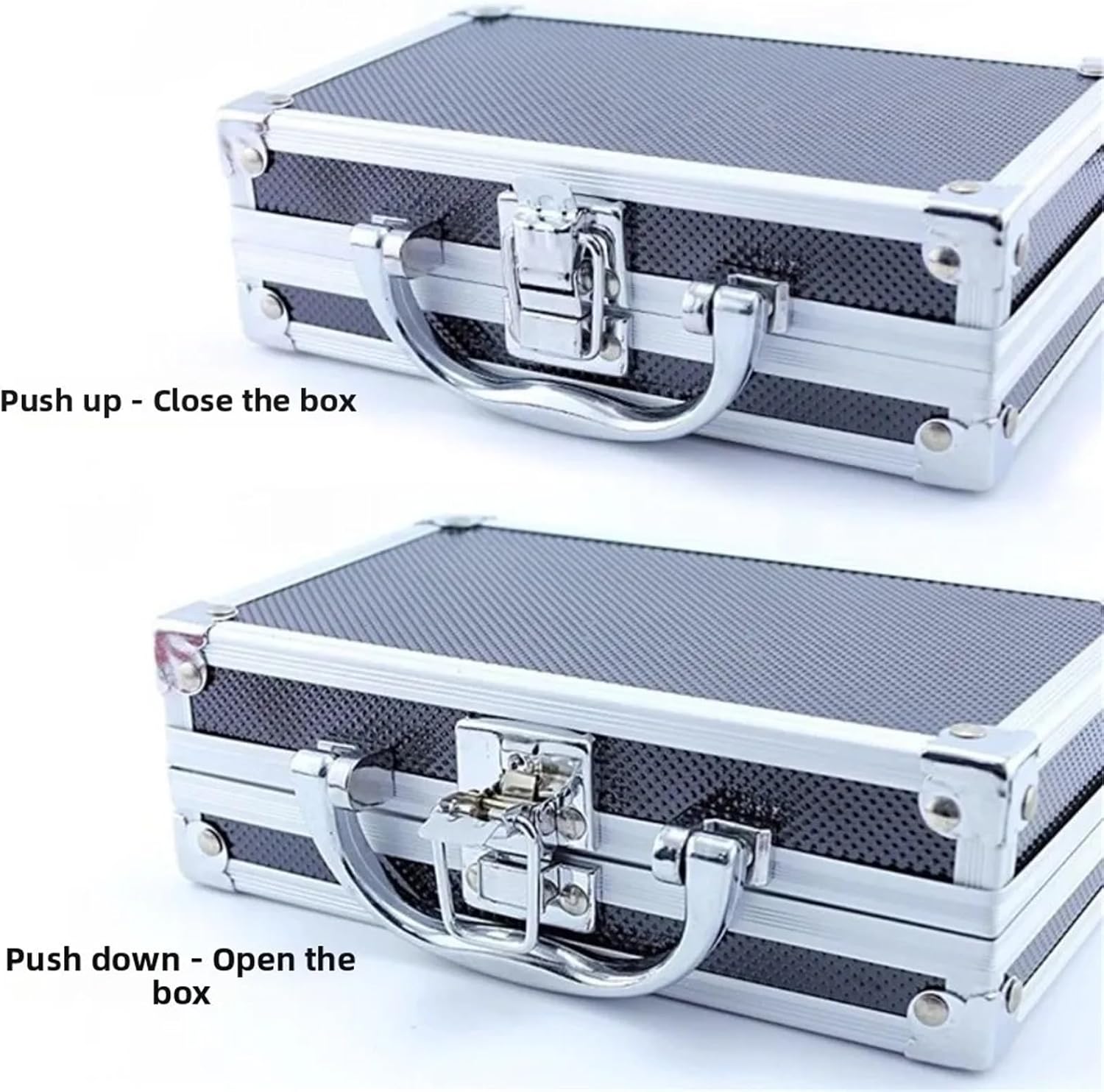  Valise Aluminium Boîte à Outils En Alliage D'aluminium, Boîte Résistante Aux Chocs, De Rangement D'argent Chutes, Mallette Sécurité Portable Grande Capacité(E 36x10x5.8cm)