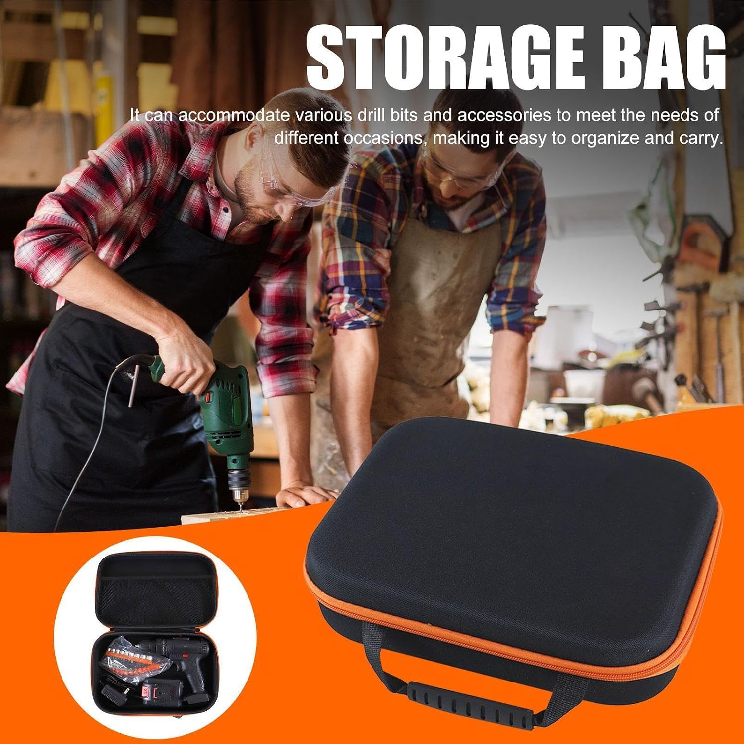  Étui De Rangement Rigide Pour Outils - Étanche - Pour Perceuse électrique - Portable - Résistant Aux Chocs - Pochette De Transport Résistante à L'usure - Pour Matériel, Vis, Accessoires
