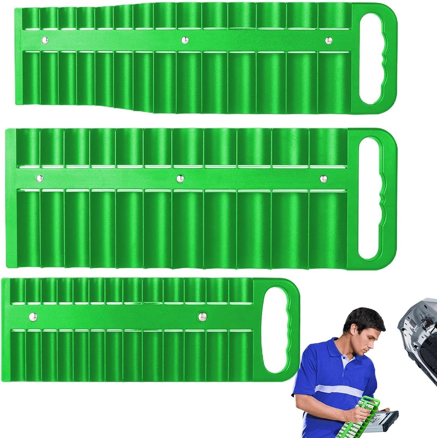GENERIC Lot De 3 Organiseurs Magnétiques Pour Outils - Support De Douille Magnétique Et Plateau De Rangement - Rangement D'outils Pour Garage, Atelier, Mariages, Anniversaires Et Noël - 29 X 8 Cm