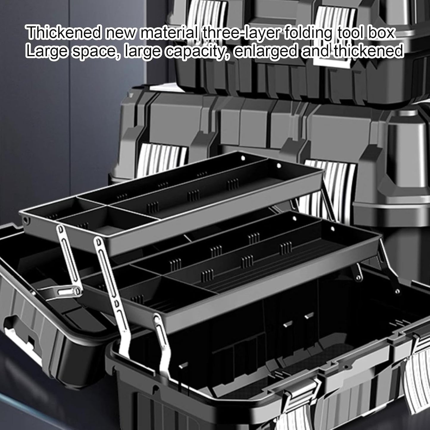  Organisateur De Stockage De Matériel, Boîte à Outils - Stockage D'outils Matériels Imperméables Pliables à 3 Couches,Boîte De Rangement Multifonctionnelle Robuste De Grande Capacité, Boîte à Outils Po