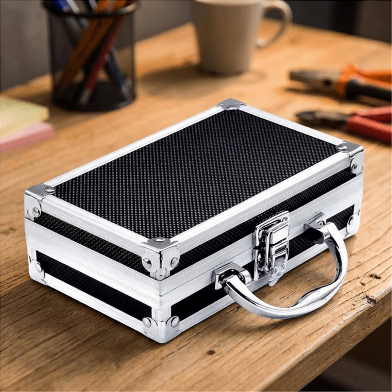  Valise Aluminium Boîte à Outils En Alliage D'aluminium, Boîte Résistante Aux Chocs, De Rangement D'argent Chutes, Mallette Sécurité Portable Grande Capacité(E 36x10x5.8cm)