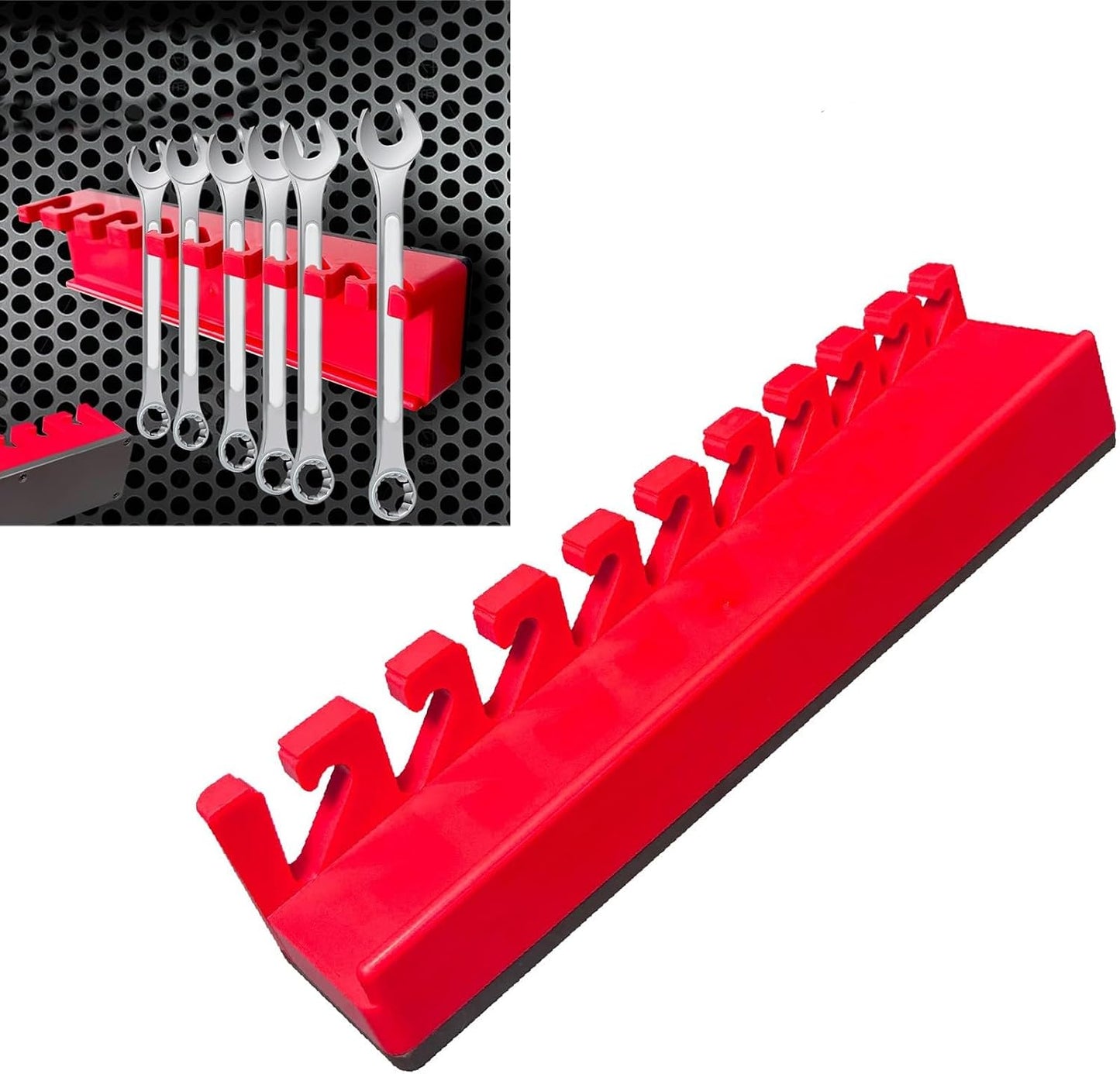  Support De Clé Magnétique Avec 13 Emplacements Pour Outils De Douilles - Base à Ventouse Solide - Support Mural Pour Garage, Atelier - Rouge Et Noir - Système De Support Portable Pour Outils à Main
