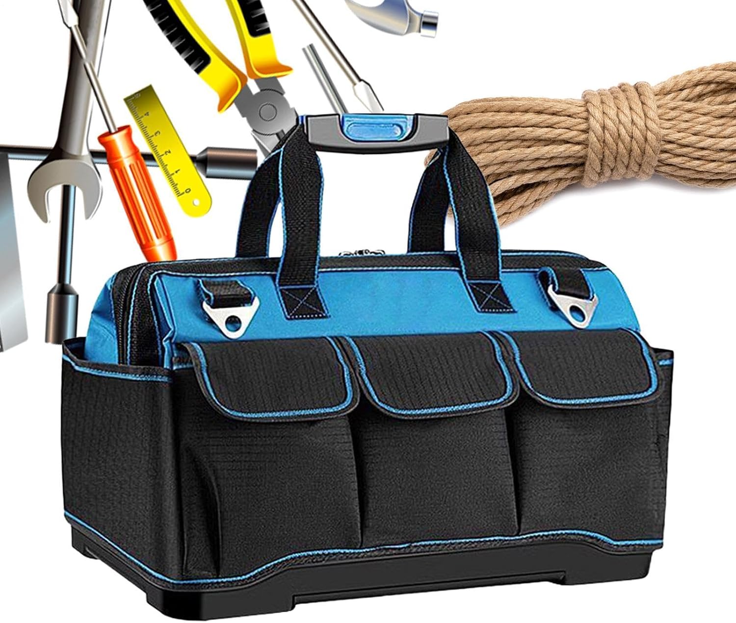 GENERIC Sac à Outils D'électricien Oxford Multi-poches - Grande Capacité - Sac à Outils électriques - Pour L'extérieur, Les Voyages, La Construction, La Réparation De Voiture, La Maison, Le Garage, Le Père
