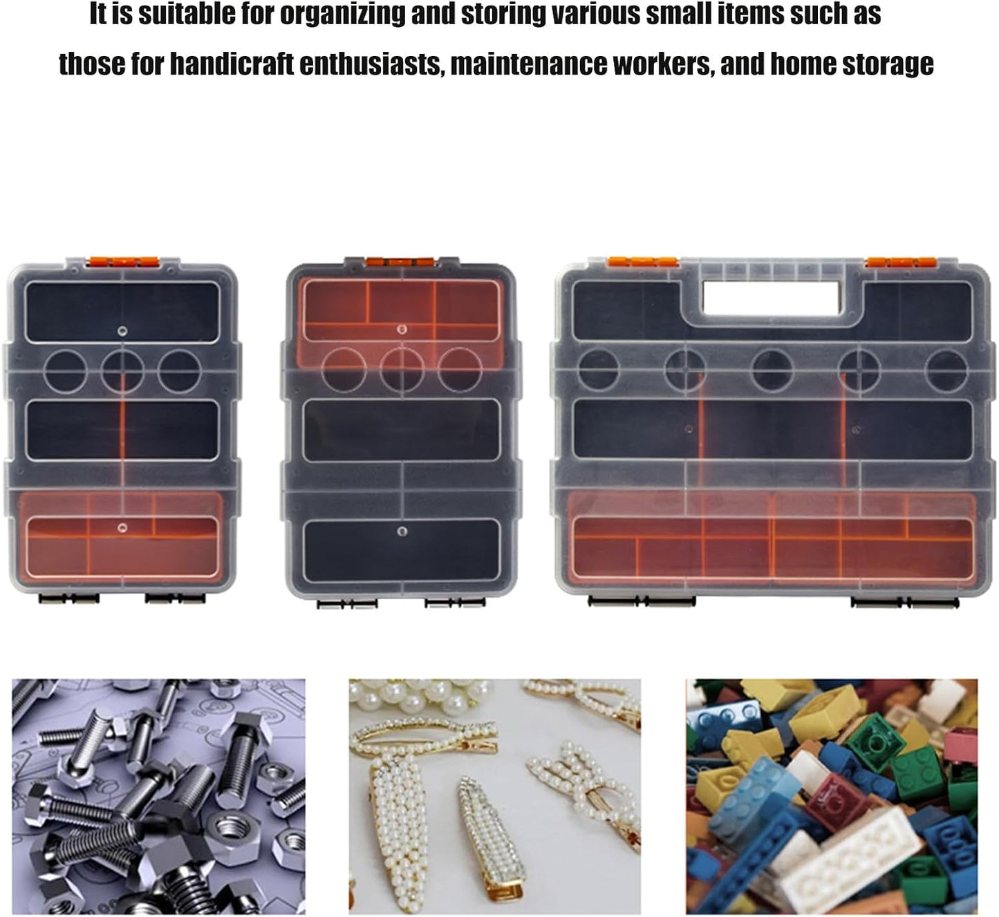  Boîtes à Outils Transparentes, Compartiments Réglables, Loquets Sécurisés, Poignée Ergonomique Pour Accessoires De Quincaillerie