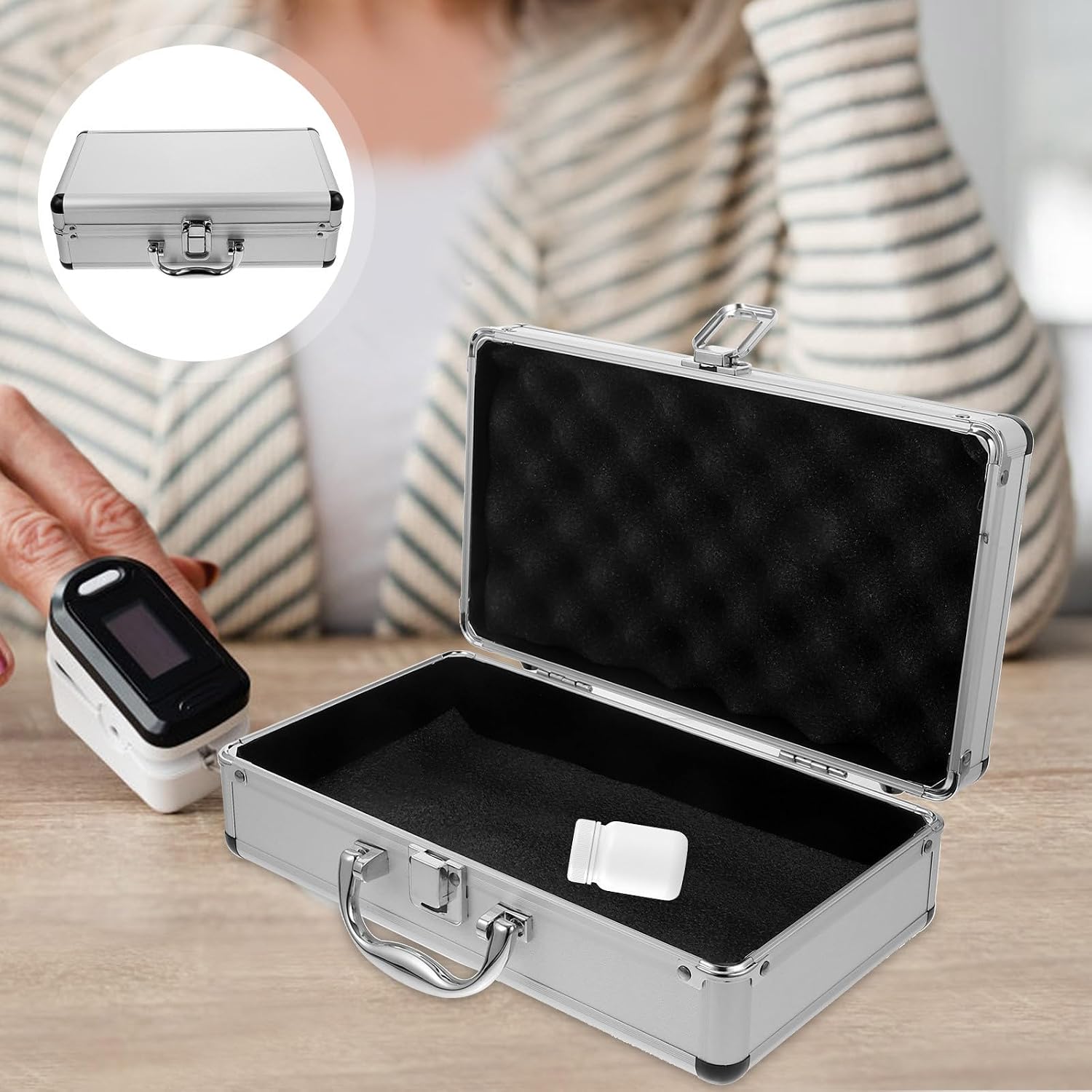  Healvian Malette Couteaux Professionnel Vide En Alliage D'aluminium Grosse Capacité, Étui Rigide Portable à Poignée, Pour Bureau Et Atelier