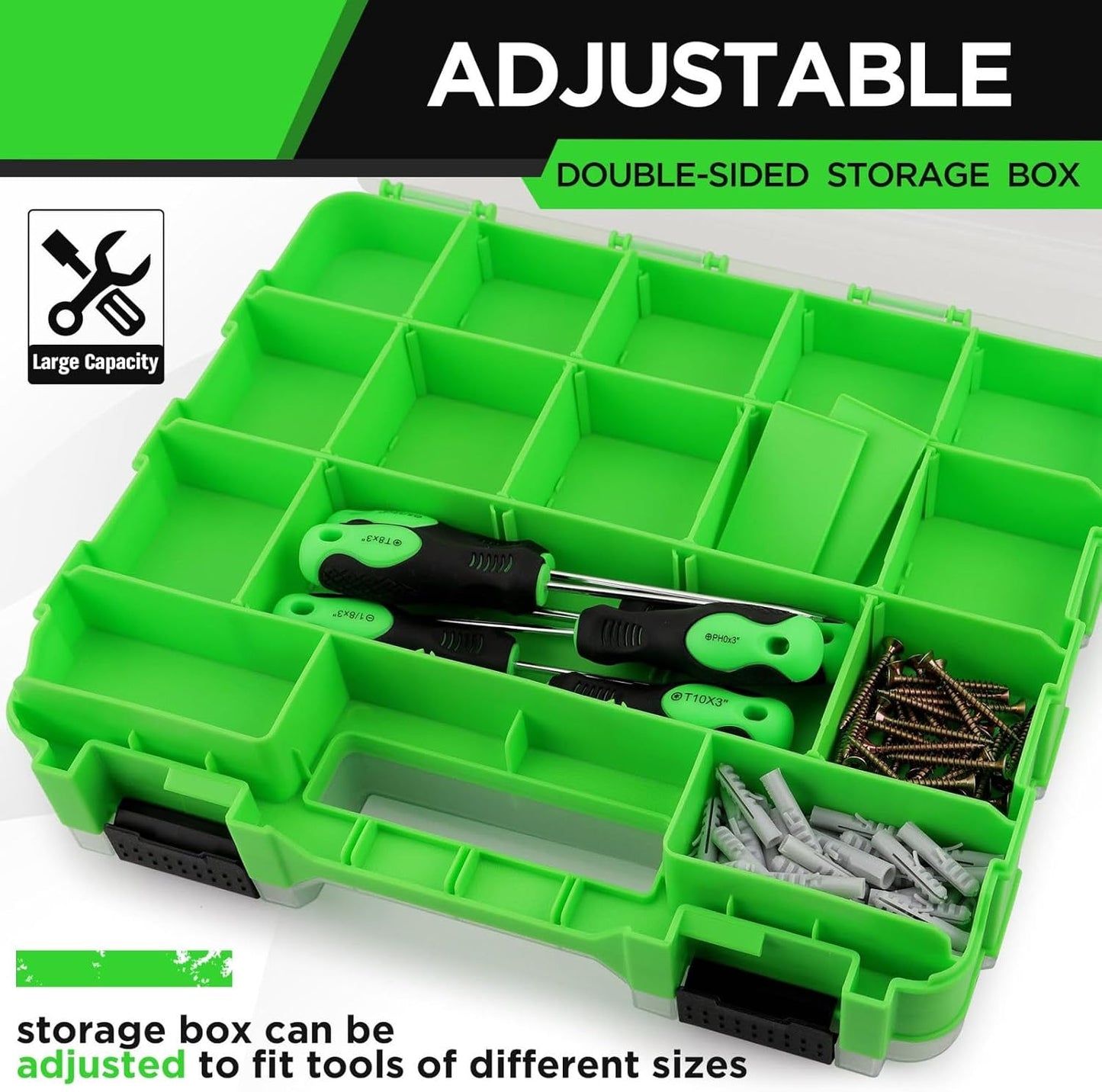 GENERIC Boîte De Rangement Pour Outils – Organiseur De Petites Pièces Pour Le Tri Du Matériel | Résine Transparente Avec Disposition à 34 Compartiments, Vis De Boîtier Portable, écrous, Boulons, Perles