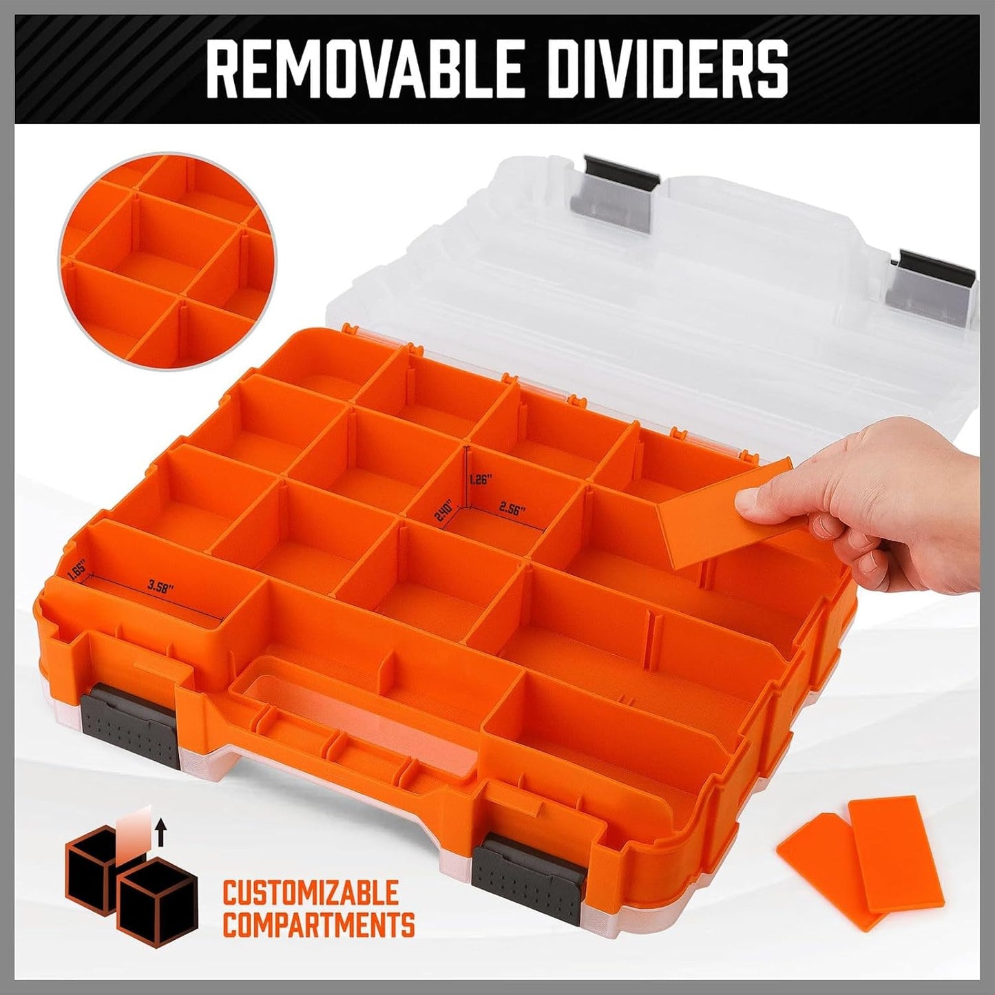 GENERIC Boîte De Rangement à Outils, Portable Double Face 34 Compartiments, Boîte à Outils Pour Petites Pièces, Récipient à Vis – Pour Garage, Maison, Atelier, Matériel De Quincaillerie à Ongles, écrous