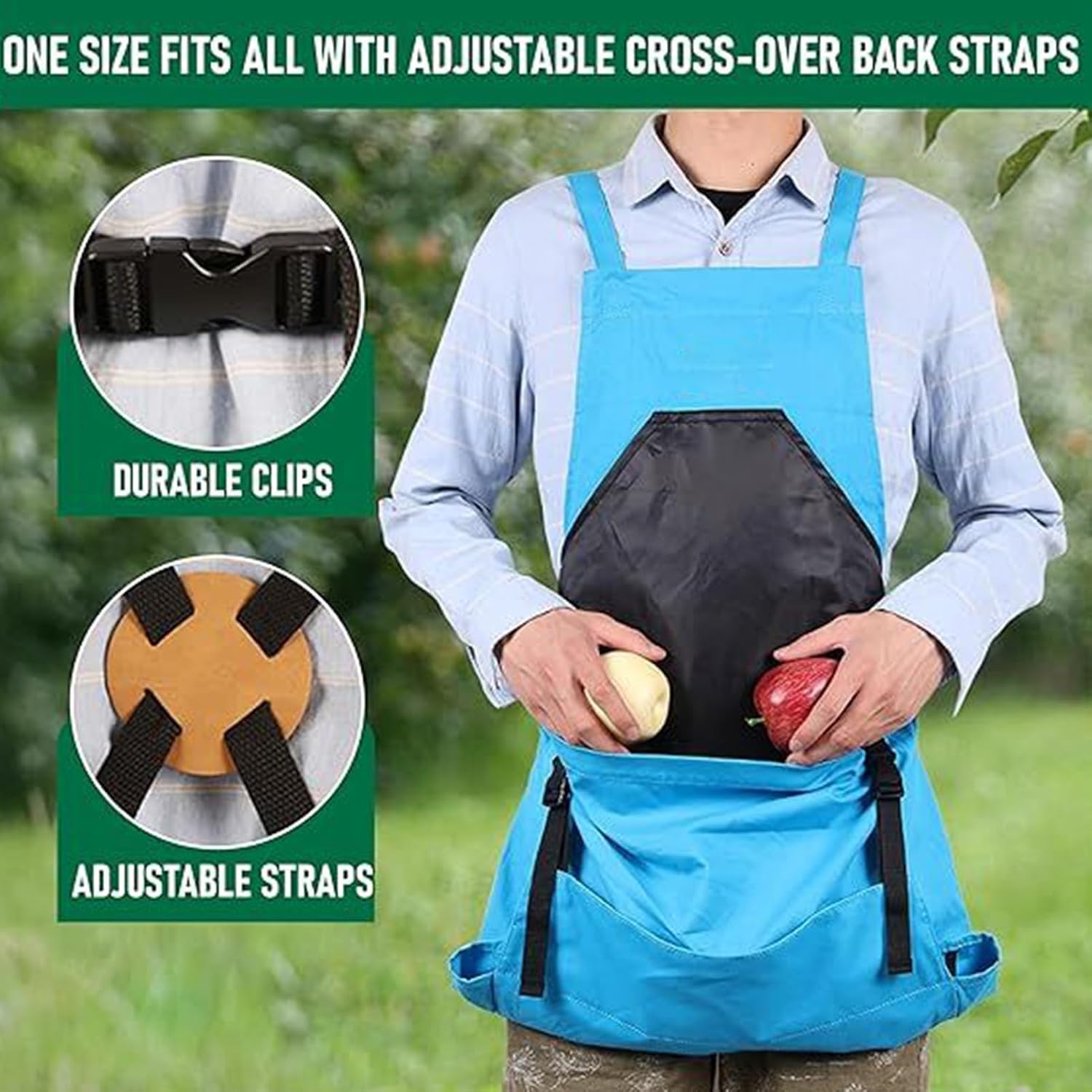  Generisch Tablier De Jardinage, Imperméable, Avec Poche De Cueillette Réglable, Porte-outils Pour Femmes, Hommes, Travail Automatique, Agriculteurs, Jardiniers, Serre, Fruits Et Légumes