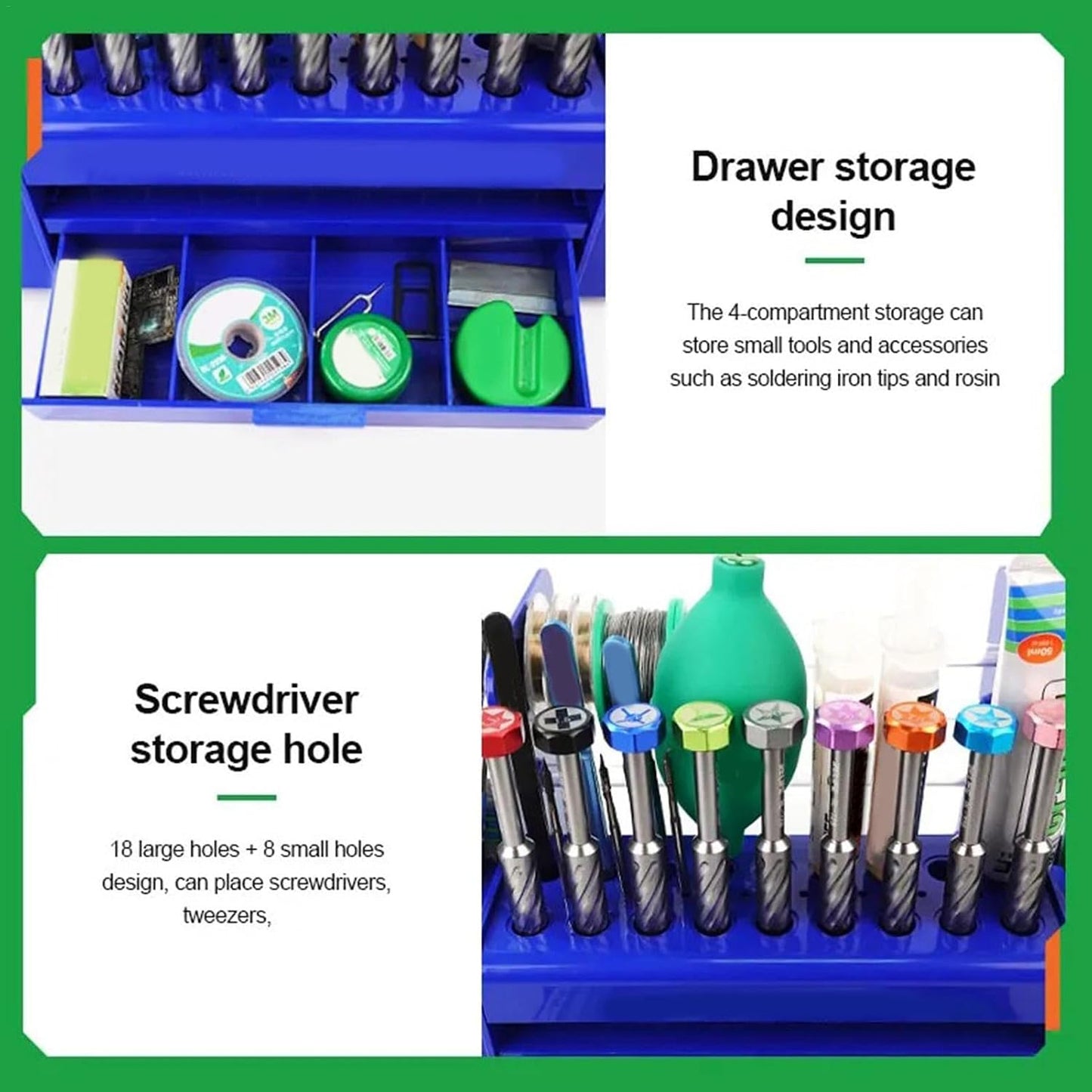  Boîte à Outils ZWXQE, Organisateur à Outils Avec Tiroir, étui à Outils De Réparation De Téléphone, 26 Trous Pour Tournevis Et Pinces à épiler, Compact Et Peu Encombrant