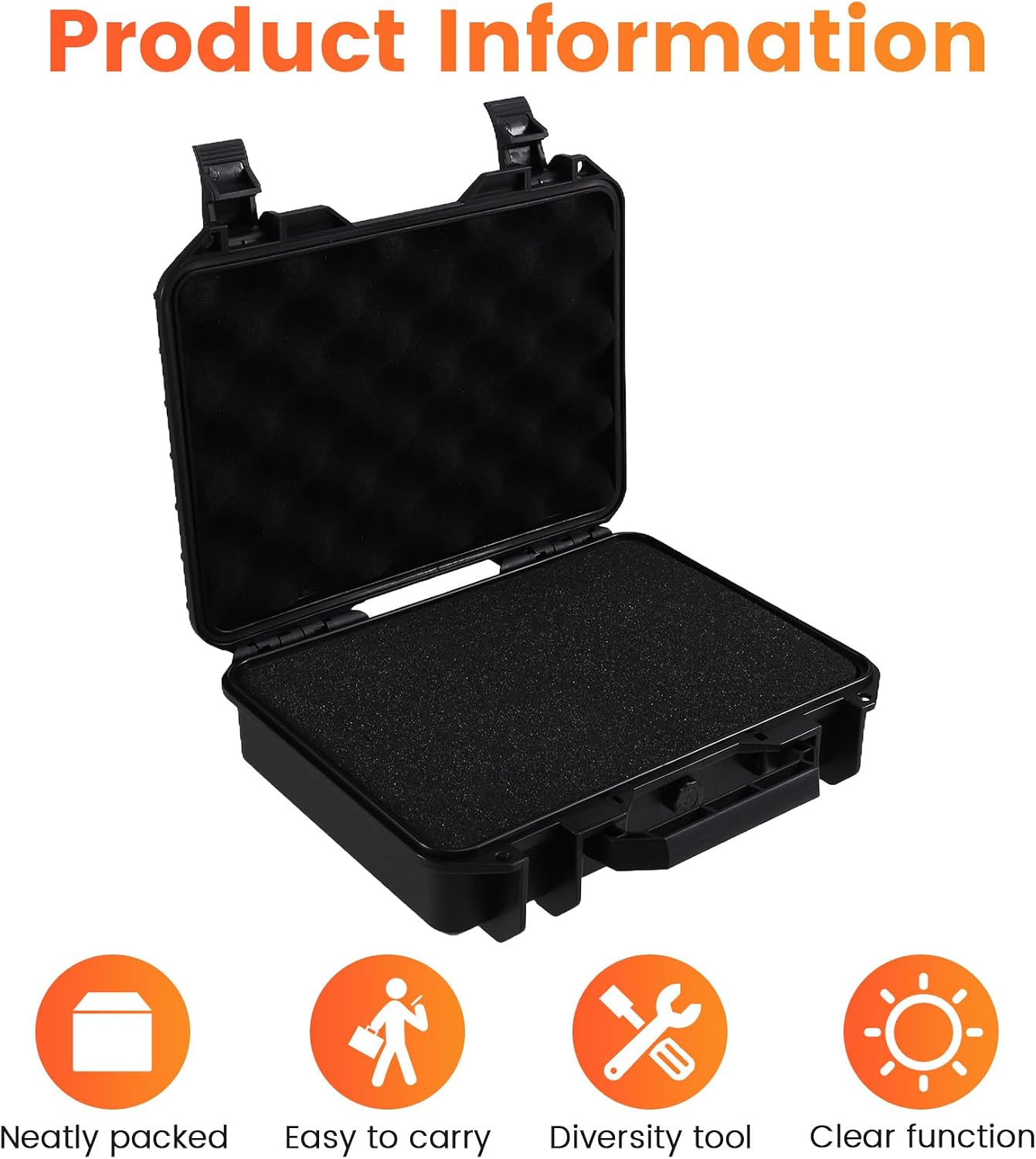  Boîte à Outils Portable En PP, Emballage De Montre Noire, Boîte De Rangement D'Énergie Mobile En ABS Pour Équipement De Sécurité.