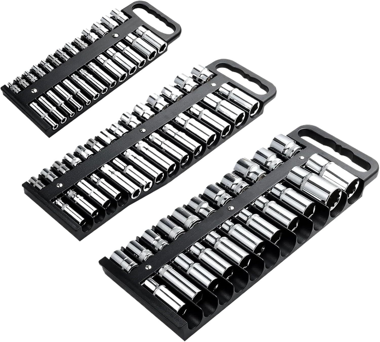 GENERIC Lot De 3 Organiseurs Magnétiques Pour Outils - Support De Douille Magnétique Et Plateau De Rangement - Rangement D'outils Pour Garage, Atelier, Mariages, Anniversaires Et Noël - 29 X 8 Cm