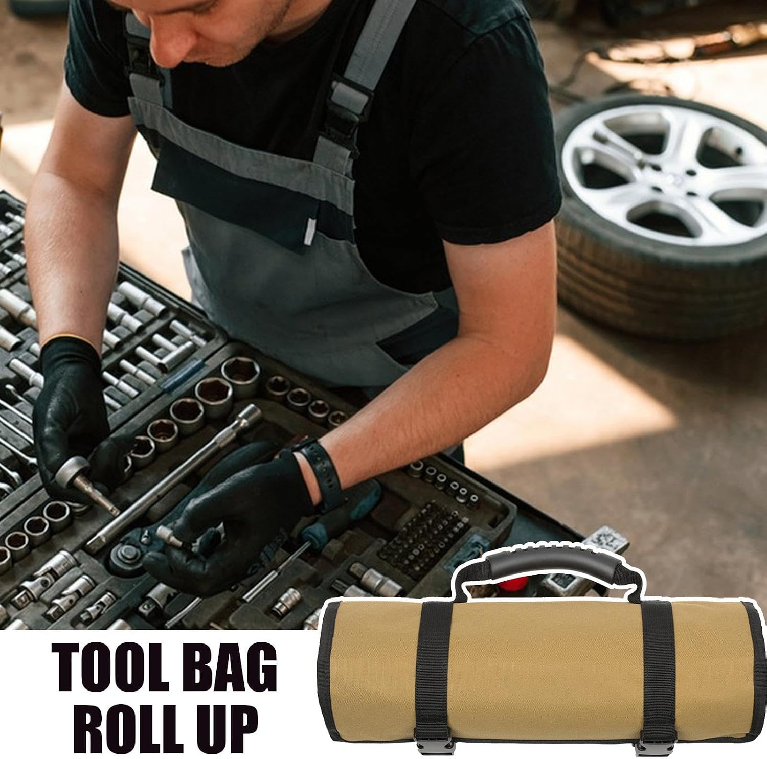  Sac à Outils Enroulable, Sac De Rangement Pliable Imperméable, Sac De Transport épais Et Résistant à L'usure, 72 X 36 Cm Pour Pochette à Outils Multi-poches, Matériel Et Mécanique