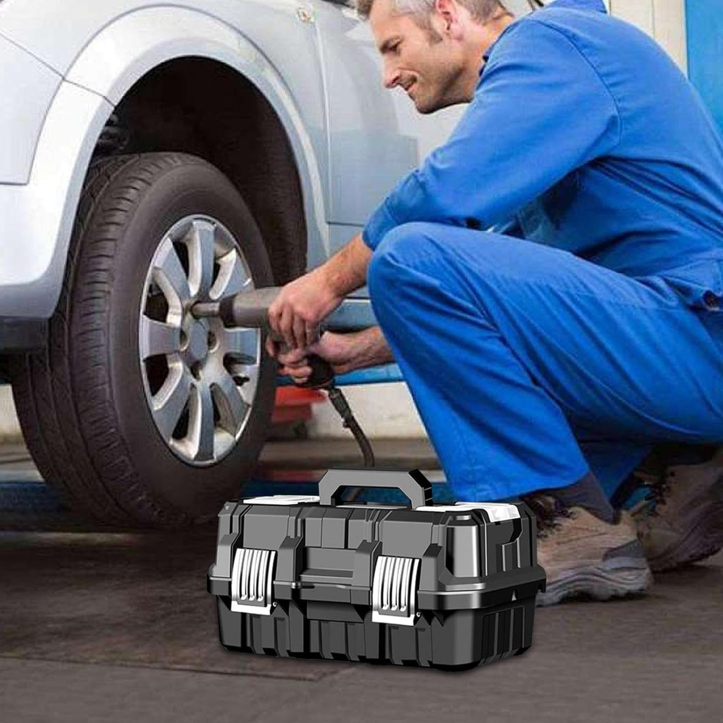 GENERIC Boîte à Outils | Organiseur De Rangement Pliable Et étanche à 3 Couches | Boîte De Rangement Multifonctionnelle Robuste, Outils D'ingénierie Industrielle Avec Boucle En Acier Inoxydable Pour La Maison