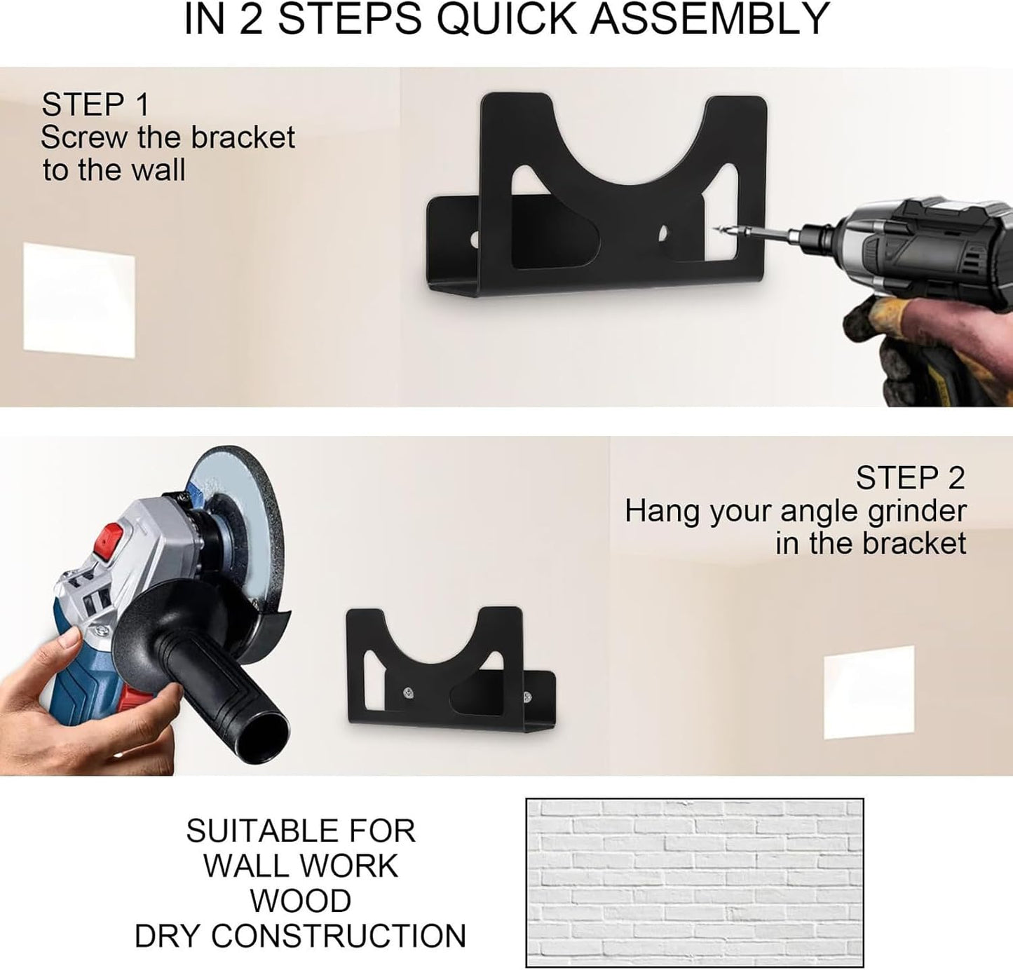  Angle Grinder Holder, Wall Mount Bracket, Tight Fit Storage Rack, Multi Functional Organizer, Heavy-Duty Compact Metal, Ideal For Electric Tools, Wrench, Drills, And Polishing Machine Storage