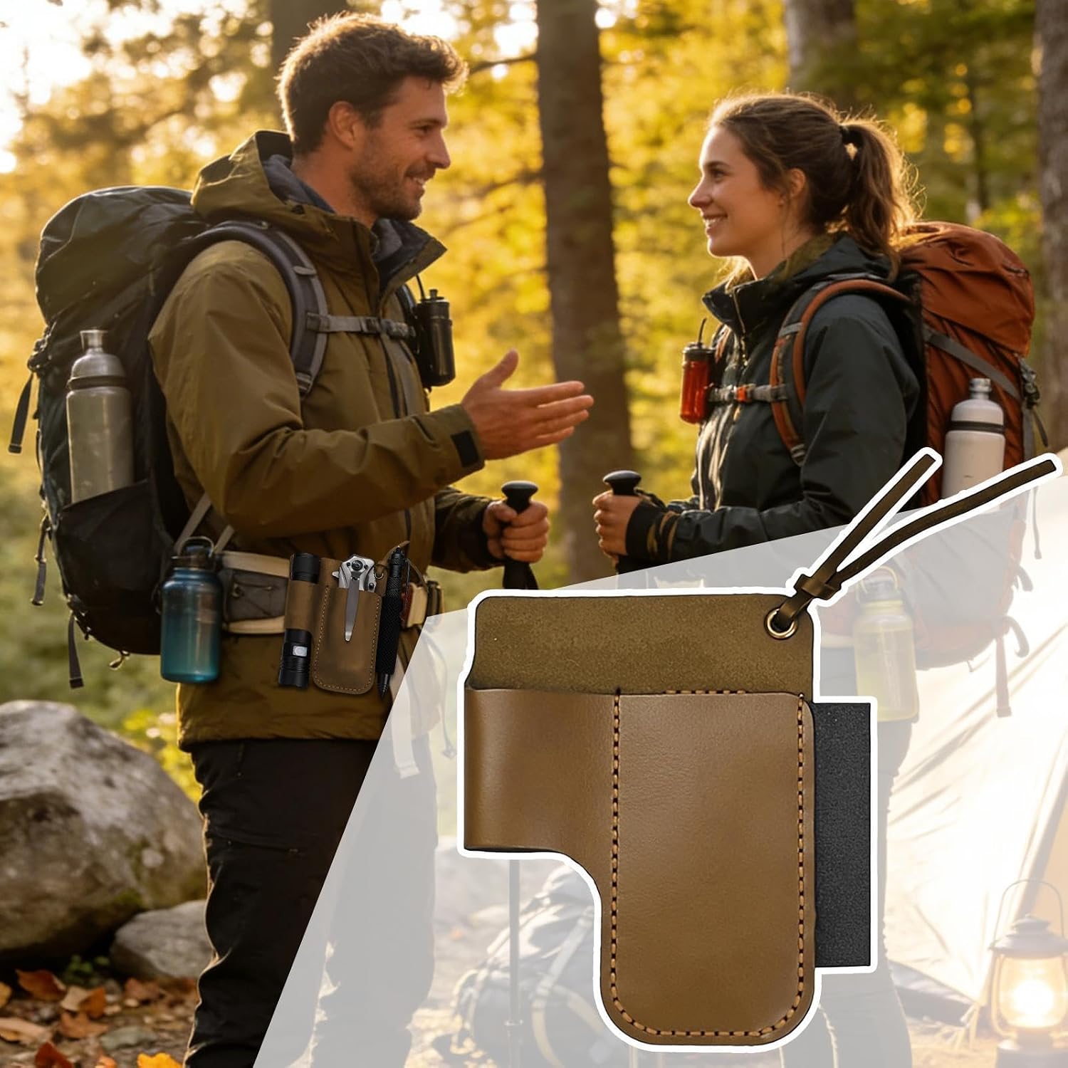 Genérico Porte-lampe De Poche, Porte-objets Multi-usages En Cuir Rétro - Porte-cutter | Pour Lampe De Poche, Stylo, Plantation, Collection, élagage, Bricolage, Construction, Plomberie, Menuiserie, ébénisterie