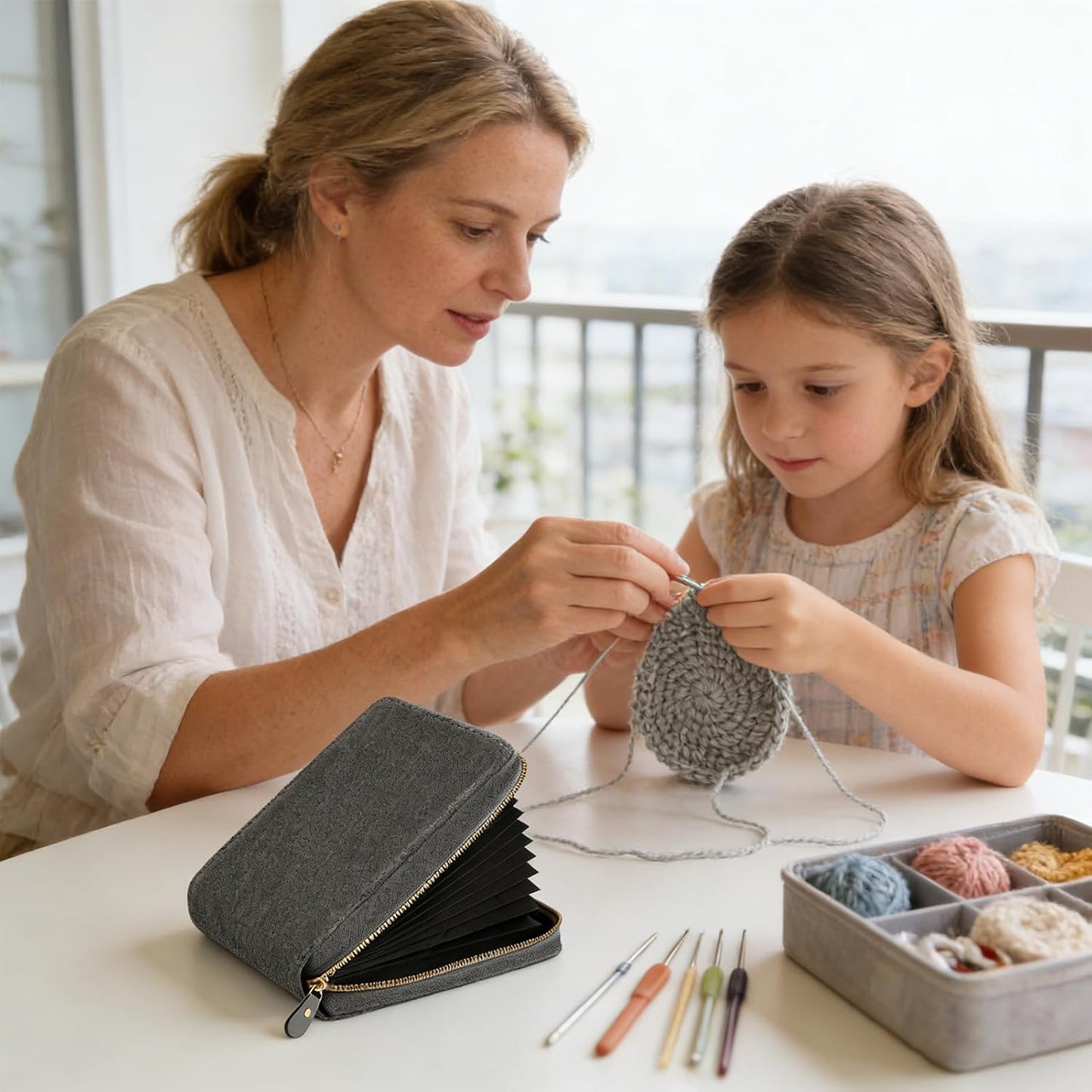 GENERIC Étui à Tricoter | Boîtier Multicouche Mince Portable, Sac De Rangement Pour Aiguilles à Tricoter Avec Support | Utilisé Pour Les Voyages, Les Rassemblements, Les Projets D'artisanat, Les Bobines, Les