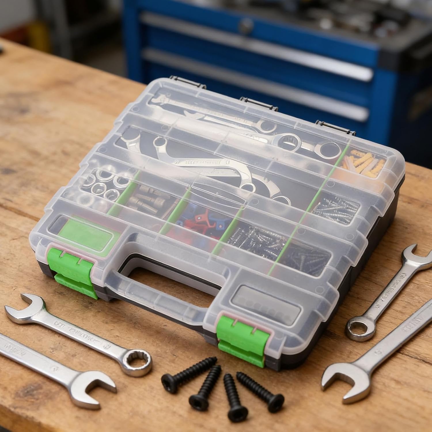 GENERIC Petite Boîte à Outils, Double Face 34 Compartiments électroniques Avec Couvercle Transparent, Organisateur Pour Vis, Clous, Boulons, écrous, Forets, Douilles, Petites Pièces Et Bijoux