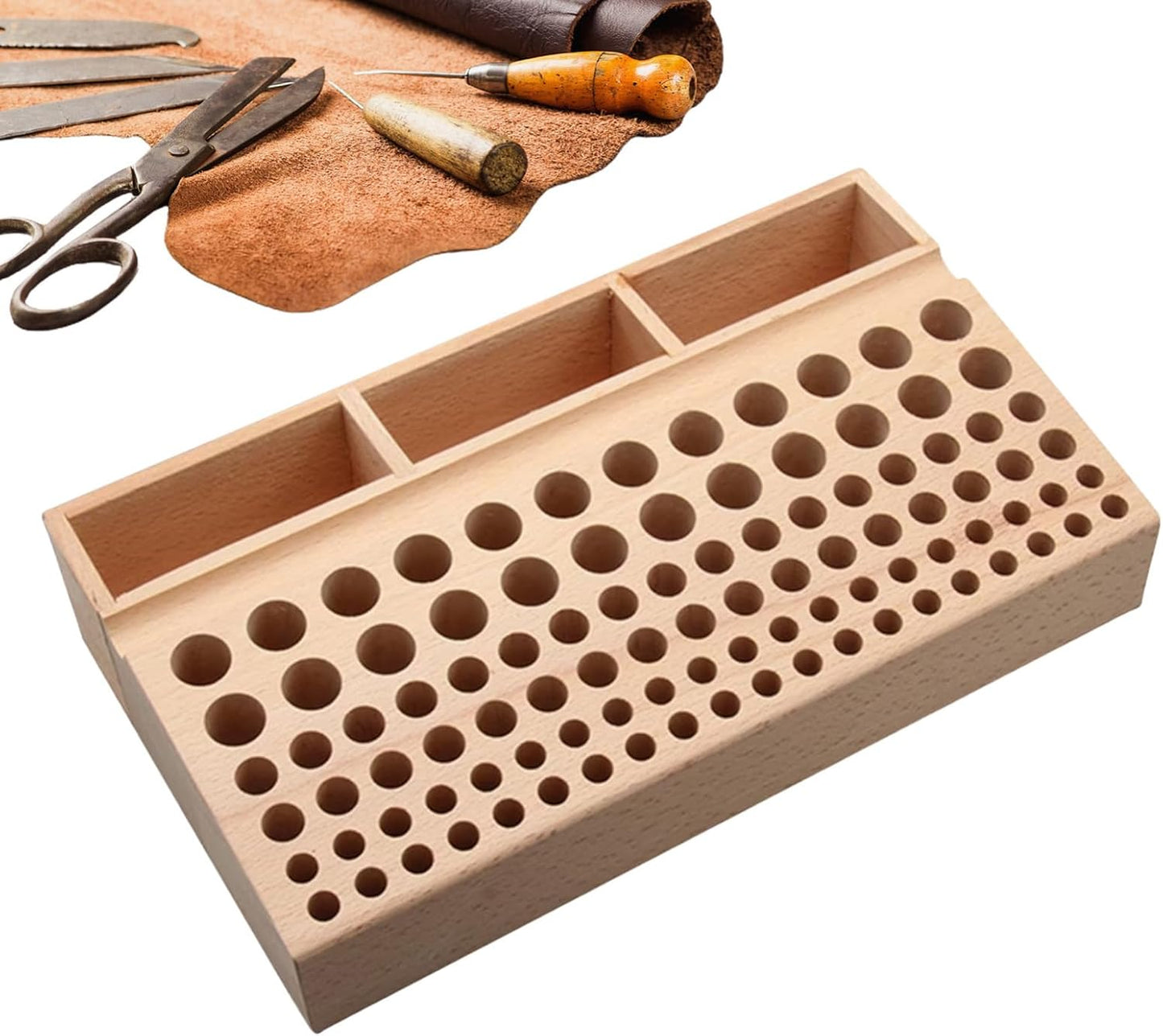 Generisch Support à Outils - Support En Bois De Hêtre Pour De Gaufrage, Boîte De Rangement En Cuir, Pour Travail Du Bois, , Amis, Hommes, Maison, Intérieur Et Pour