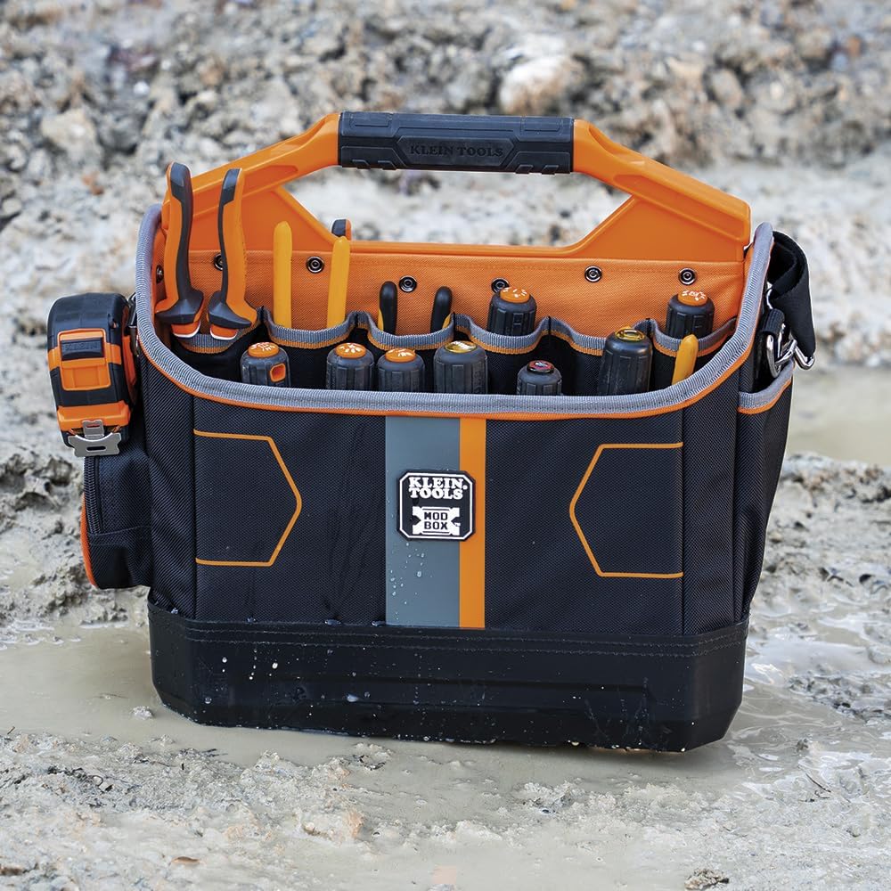  Klein Tools 62202MB MODbox Sac à Outils Fait Partie De La Station De Travail Mobile MODbox, 33 Poches, Grand Espace De Rangement Pour Outils, Poche Zippée Pour Petits Objets