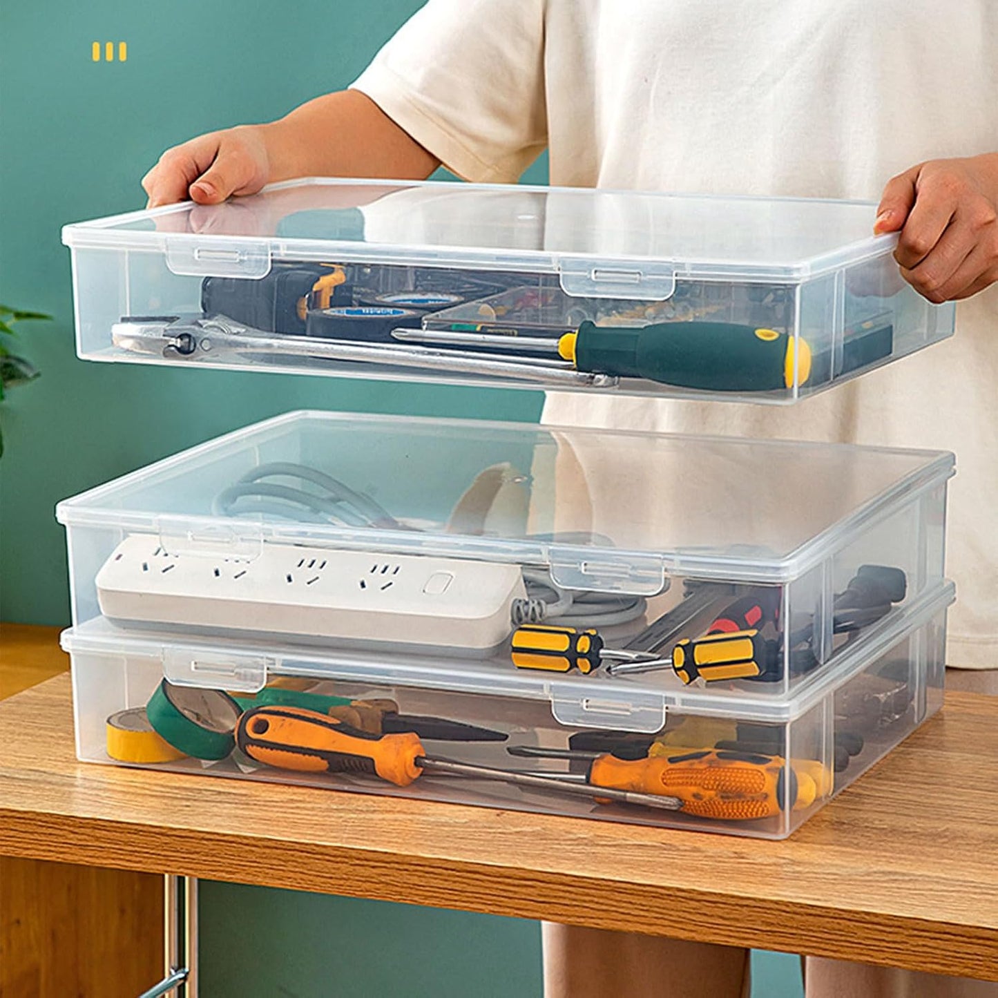  Boîte à Outils Avec Couvercle Transparent Pour Une Identification Facile Et Un Accès Rapide Aux Clés, Tournevis, Petits Outils Porte-outils