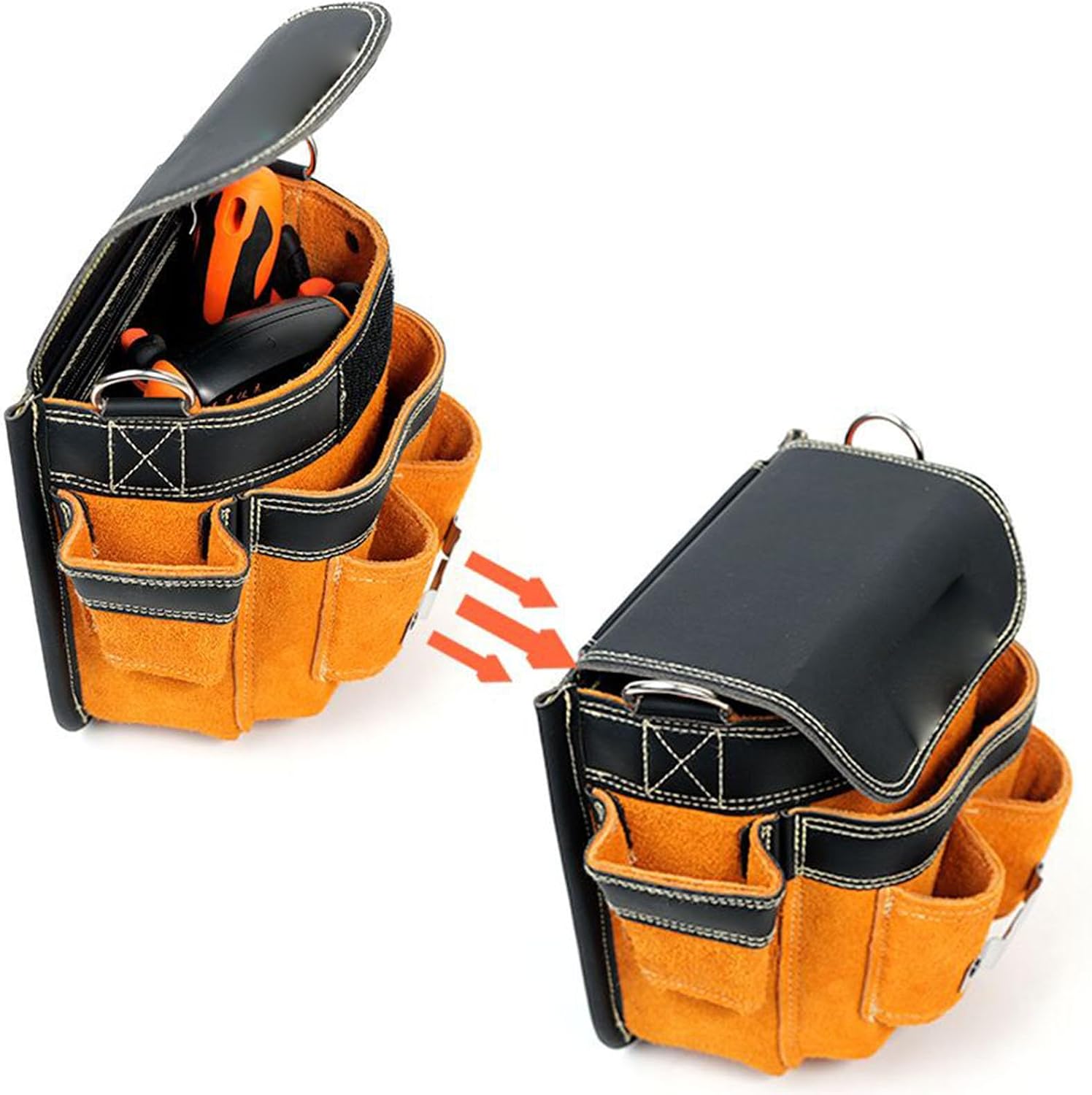  Pochette Pour Outils Avec Ceinture - Porte-Poches Amovible À Multiples Compartiments - Avec Bretelle Amovible Et Ceinture Porte-Outil,Pour Les Travaux De Construction, D'Électricité, De Maintenance, D