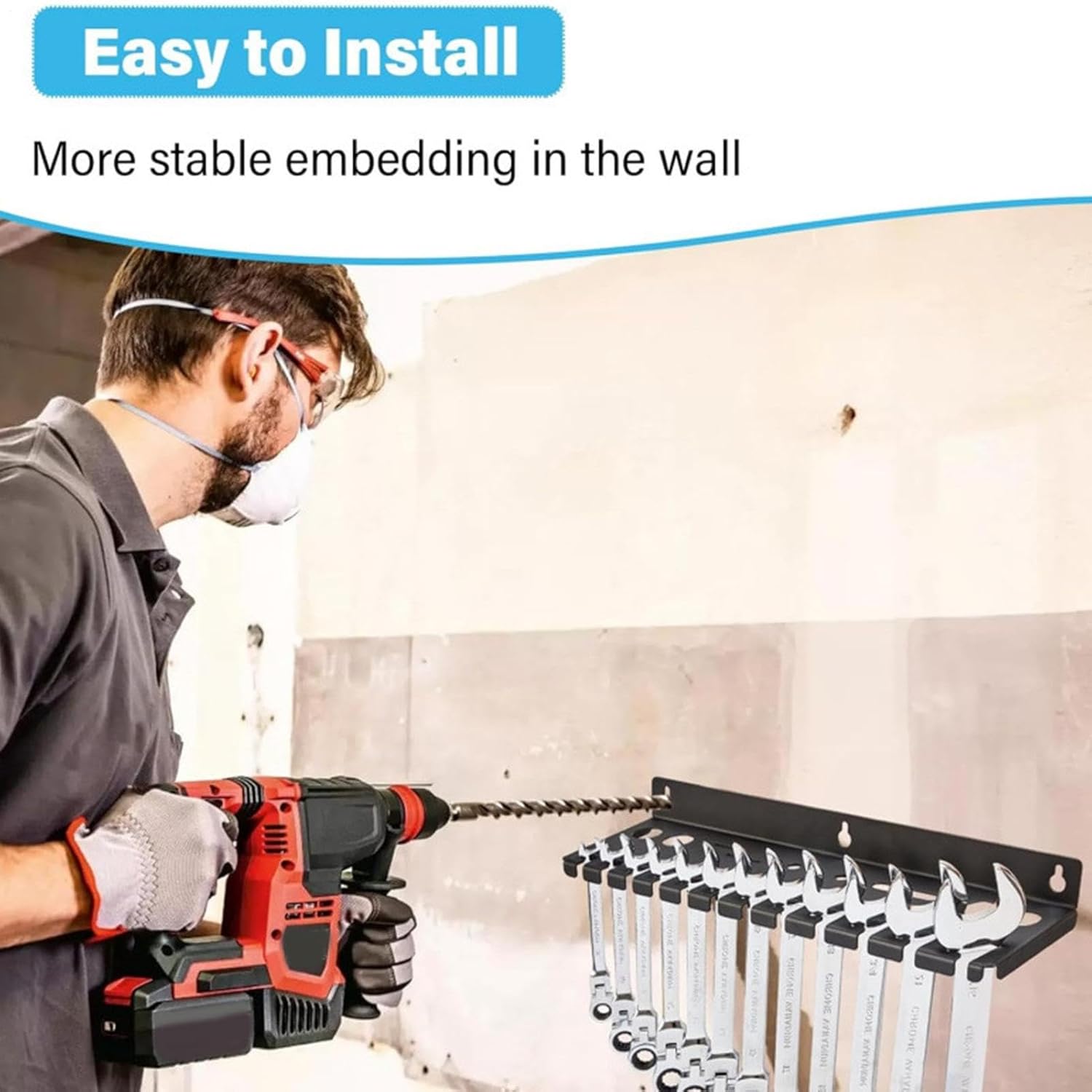 GENERIC Support De Clé Magnétique, Rangement D'outils Robustes, Plateau à Outils De 33 X 5,1 Cm Avec Fente Inclinée, Support De Rangement Robuste, Support D'économie D'espace Avec Support Mural, Trieur