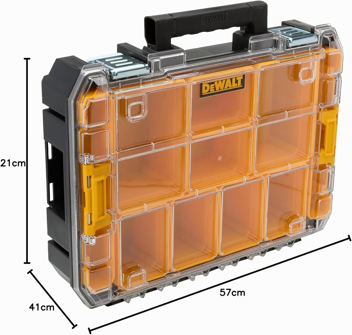 DEWALT Organiseur TSTAK DWST82968-1 - Etanche IP54-7,8L - Pour Petites Pièces Et Accessoires - Couvercle En Polycarbonate Transparent