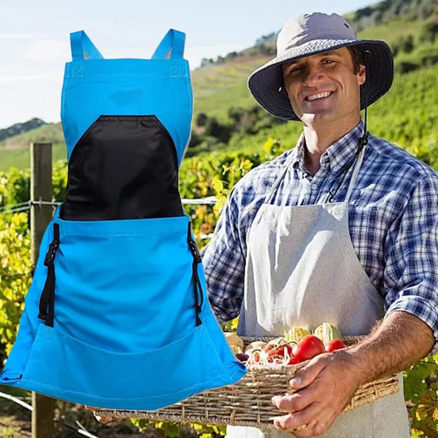  Generisch Tablier De Jardinage, Imperméable, Avec Poche De Cueillette Réglable, Porte-outils Pour Femmes, Hommes, Travail Automatique, Agriculteurs, Jardiniers, Serre, Fruits Et Légumes
