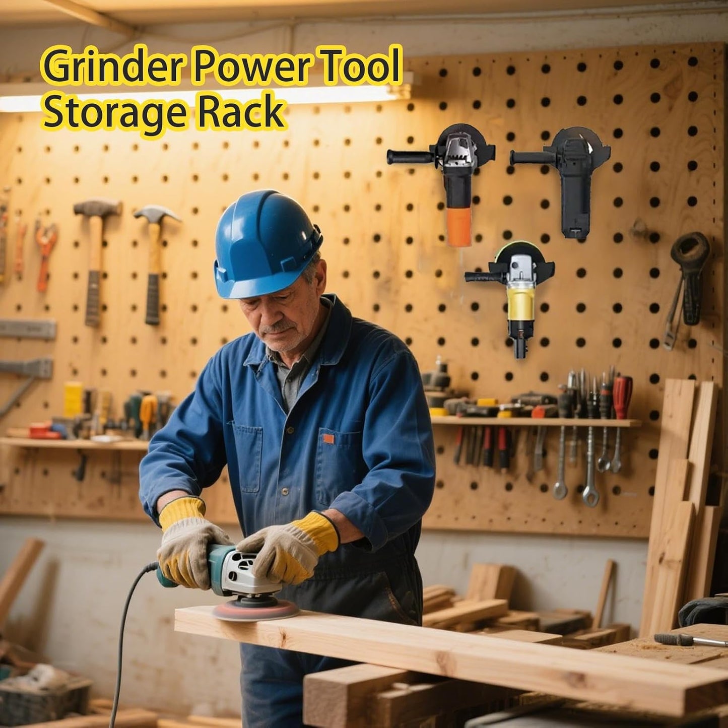  Power Tool Holder, Metal Tool Rack, Wall-Mounted Heavy Duty Design, Wear-Resistant Storage System, Garage Organizer For Angle Grinder, Polishing Machine, 6.29x1.96x1.96 Inches
