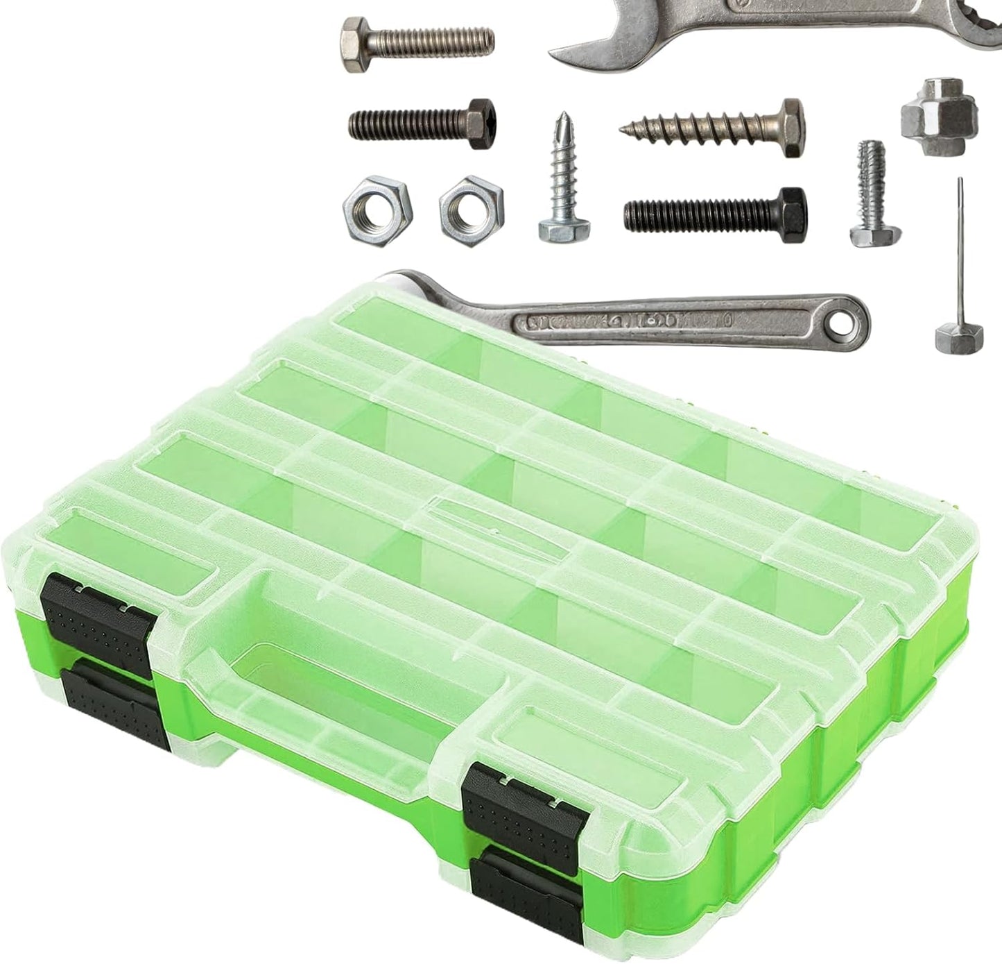  Organisateur De Boîte à Outils, 34 Compartiments, Boulon De Forage Et étui à Rainure Avec Couvercle, Organisateur Robuste Avec Couvercle Transparent, Matériel Et Petites Pièces, Rangement Pour Les