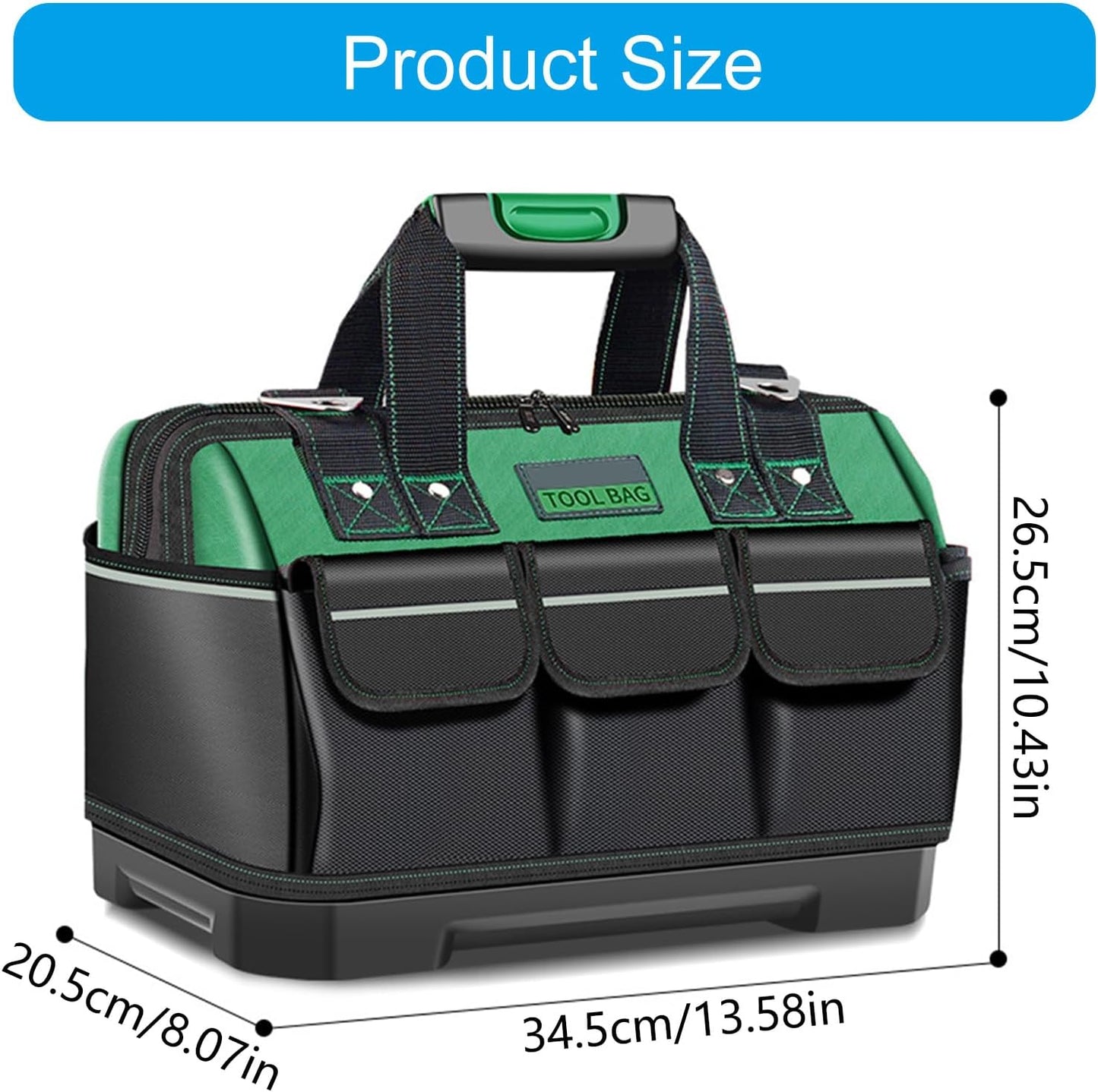  Sac à Outils Multifonction De 40,6 Cm Avec Base En ABS Robuste Et Plusieurs Poches De Transport Pour Un Rangement Facile