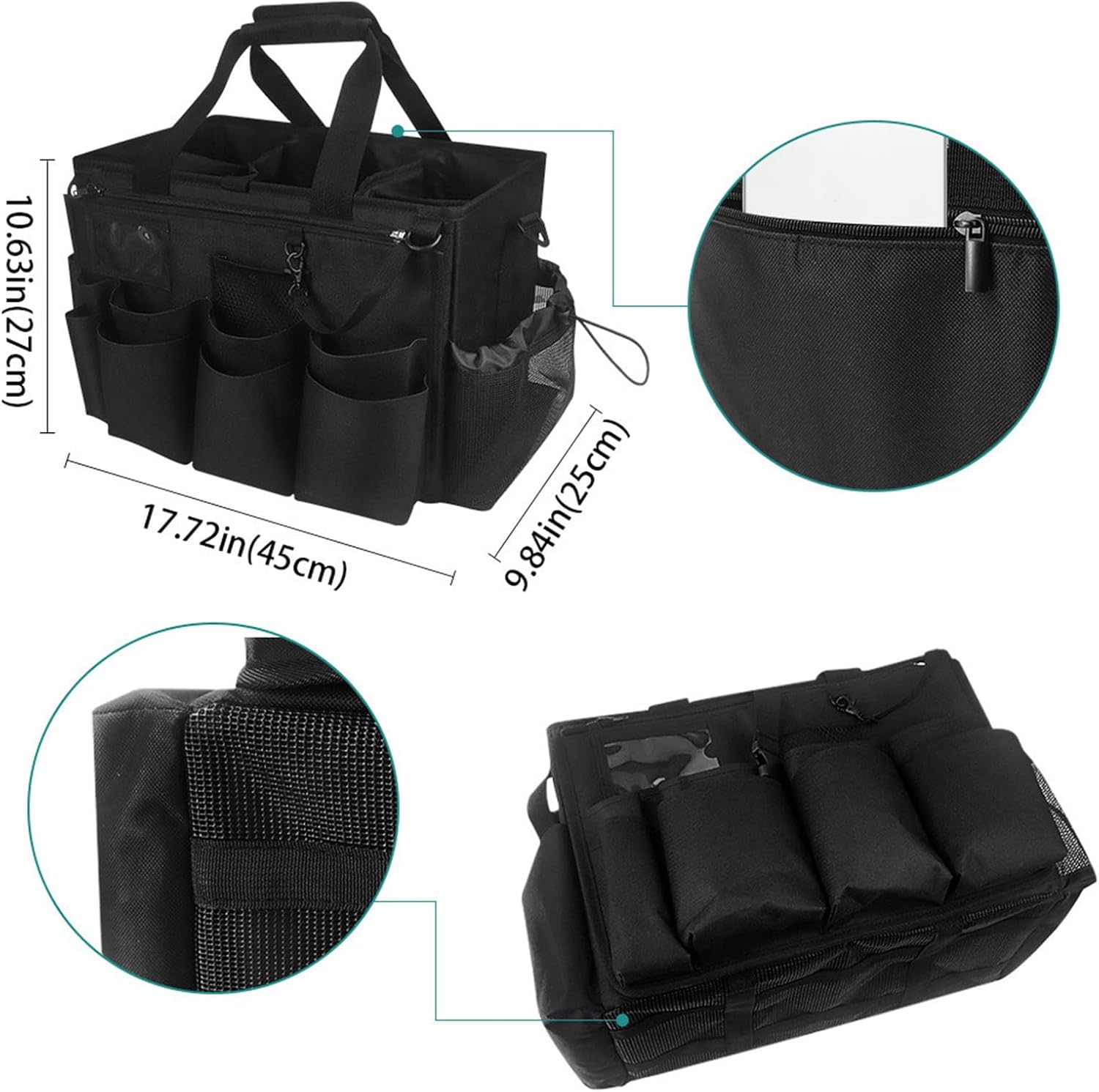  Sac Pour Fournitures De Nettoyage | Sac De Fournitures De Nettoyage Pliable | Porte-Outils Mesh Respirant Imperméable Avec Poignée Bretelle Pour Chiffons Époussetage Cuisine