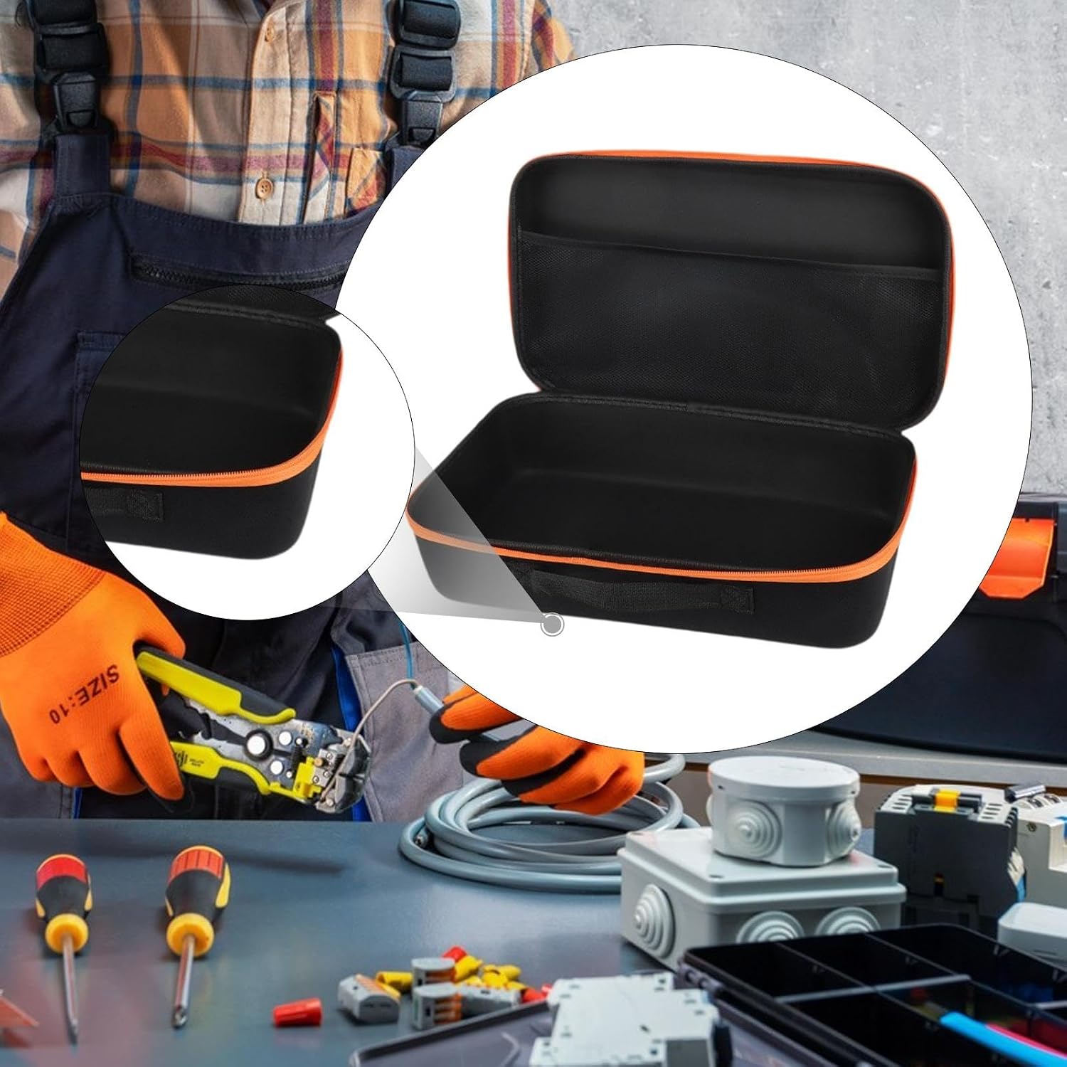  Sac De Rangement Outils Trousse Outils Rouleau Oxford Sac Rigide Portable Rangement Accessoires Boîte Outils Multifonction Pour Professionnels Atelier, Orange