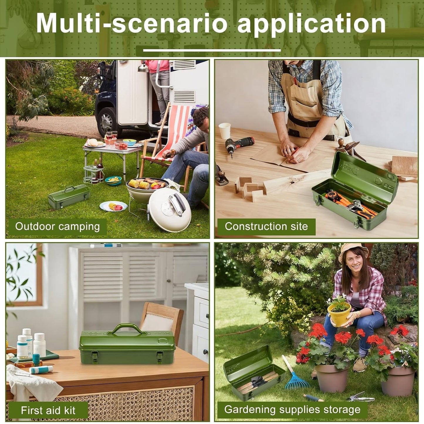  Boîte À Outils Portative En Métal De 16,9 Pouces Avec Fermeture Double Loquet - Conception Toit Croupe Durable For L'atelier Et Le Stockage Voiture Light Luxury Appeal