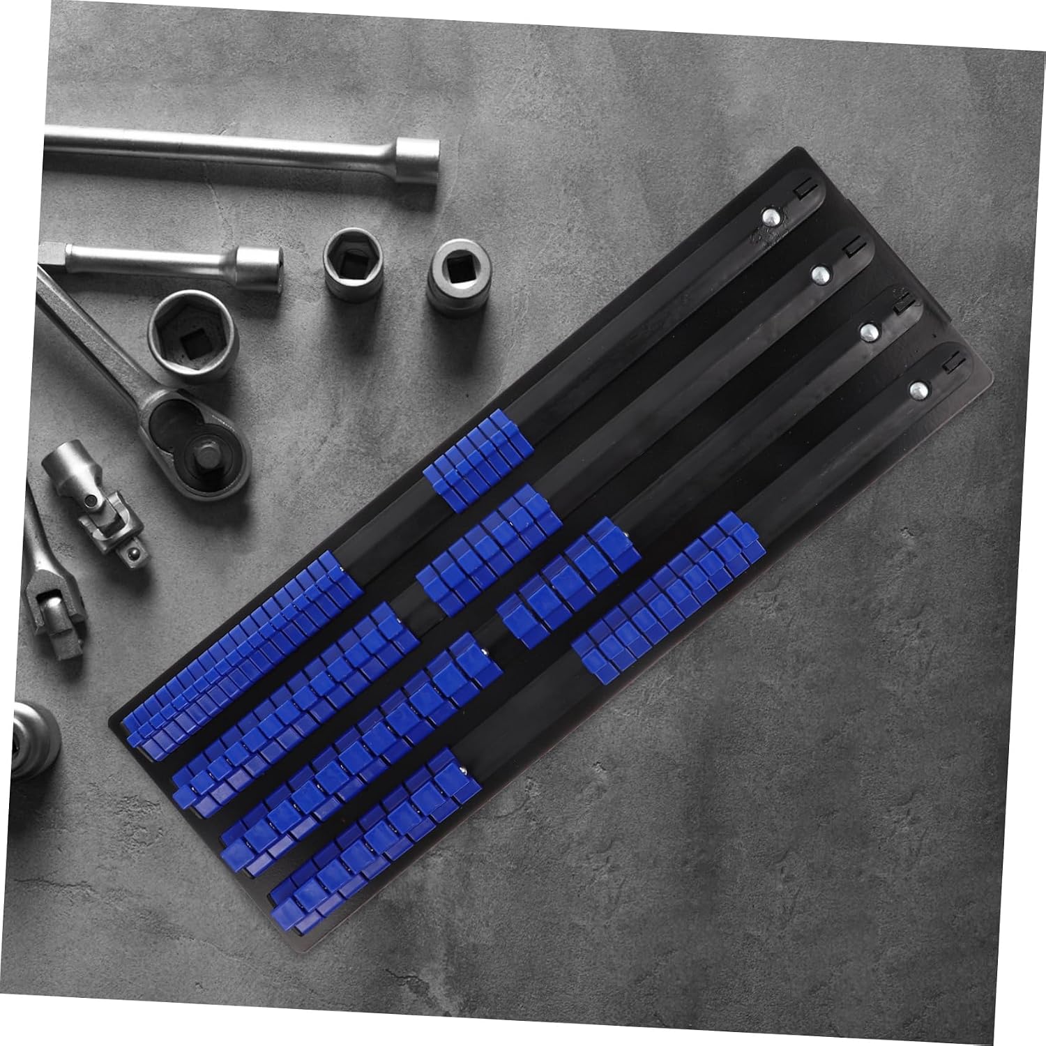  Housoutil Organisateur De Douilles Efficace Support De Rangement En Métal Plateau De Douilles 1/2 3/8 1/4 Kit