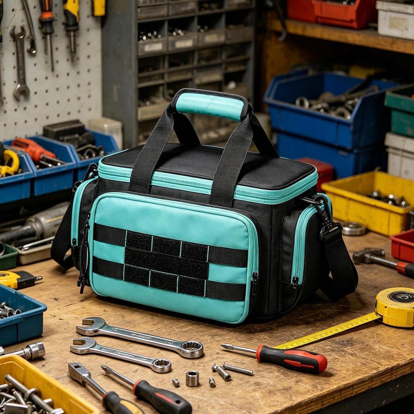 GENERIC Sac Fourre-tout à Outils, En Tissu Oxford, Grand Organiseur, Sac à Outils Avec Poignée, Pour Le Travail De Jardin, électricien, Charpentier, Université, Dortoir, Voyage, Construction, Camping