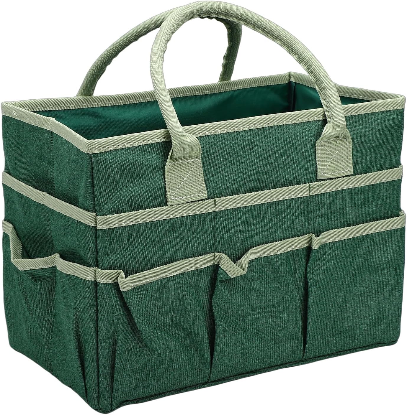  Srliya Sac De Rangement Artisanal 10 Poches En Tissu Oxford, Rangement Spacieux Pour Les Arts Et L'artisanat, Papeterie Pour Enseignant, Sac à Outils De Jardinage De Couture (Verte)