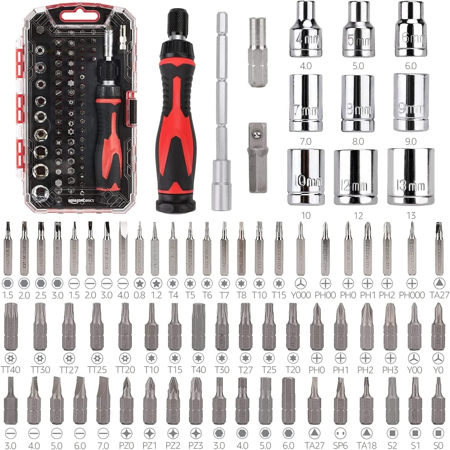  Stanley 1-96-183 Sac À Outils En Tissu 600 X 600 Deniers - Multi-Compartiments - Sangle Bandoulière & Amazon Basics Ensemble De 73 Pièces, Clés Magnétiques à Cliquet Et Tournevis De Précision