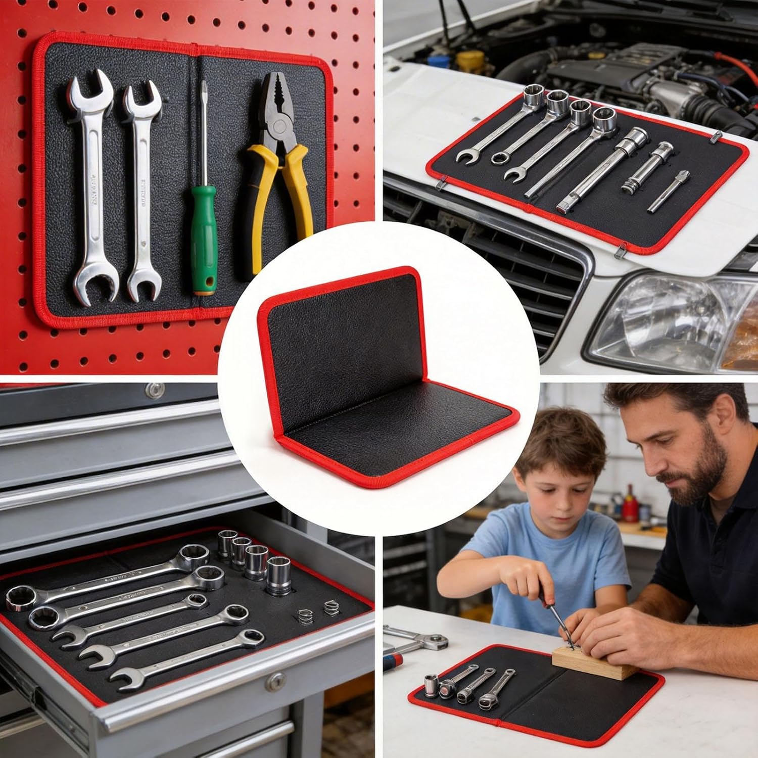  Magnetic Mat - Tool Organization Pad For Repair Work | Silicone Base With Embedded Magnetic Zones, Anti Slip Workbench Accessory For Screws Parts Electronics Repair Assembly