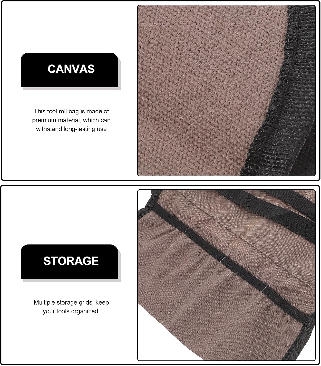  Angoily Pochette à Outils En Toile Résistante 2pcs, Facile à Nettoyer, Pour Bricolage Et Rangement, Paquet Enroulable Multifonction Pour Artisans Et Amateurs