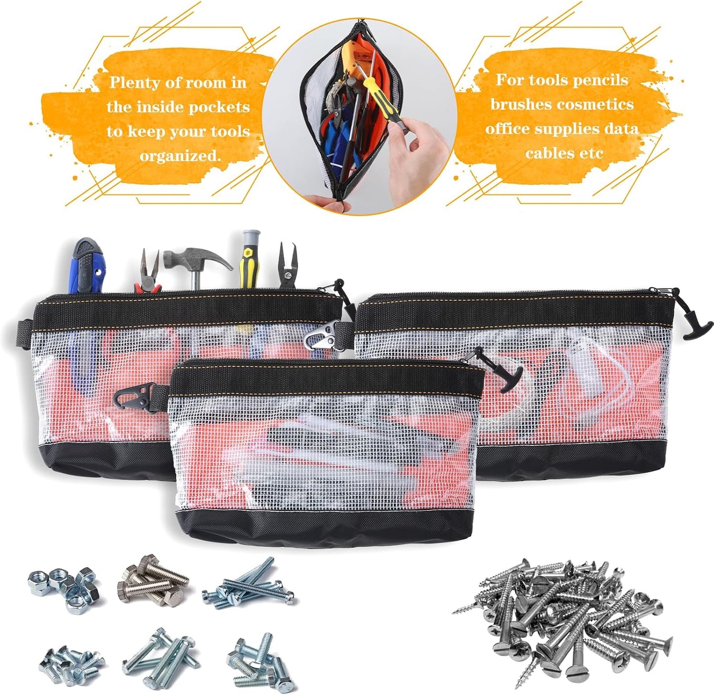  Oruola Lot De 1 Sac A Outils Matériau PVC Transparent,Sac Outils Petite Transparente,Rangement Outils Étanche Et Antistatique Pochette Zippée,Sacs Outils Avec Fermeture Éclair Pour Hommes