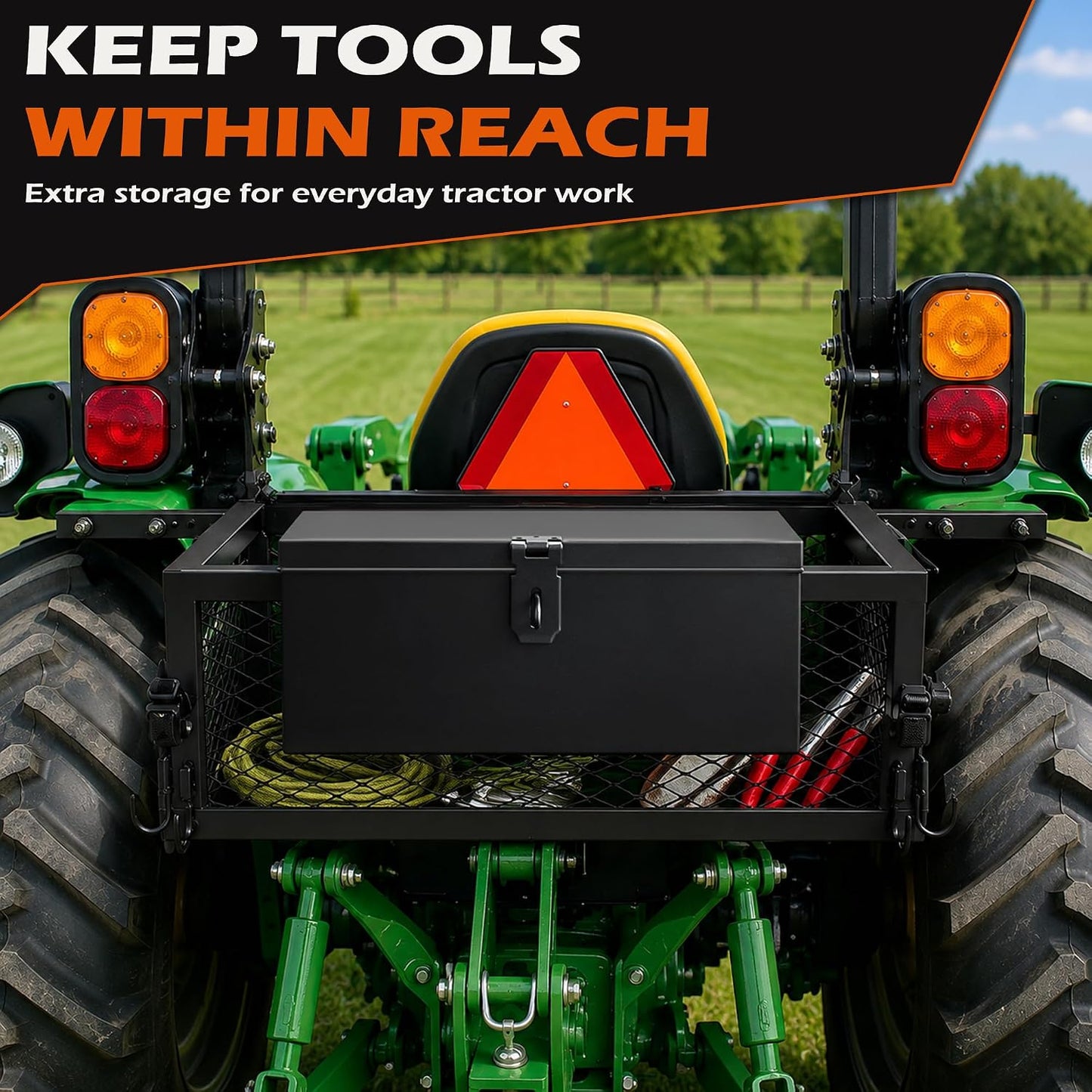  Montex Boîte à Outils Robuste Pour Tracteur, 61 X 26,7 X 26,7 Cm, Convient à La Plupart Des Tracteurs, Accessoires De Tracteur Multifonctions