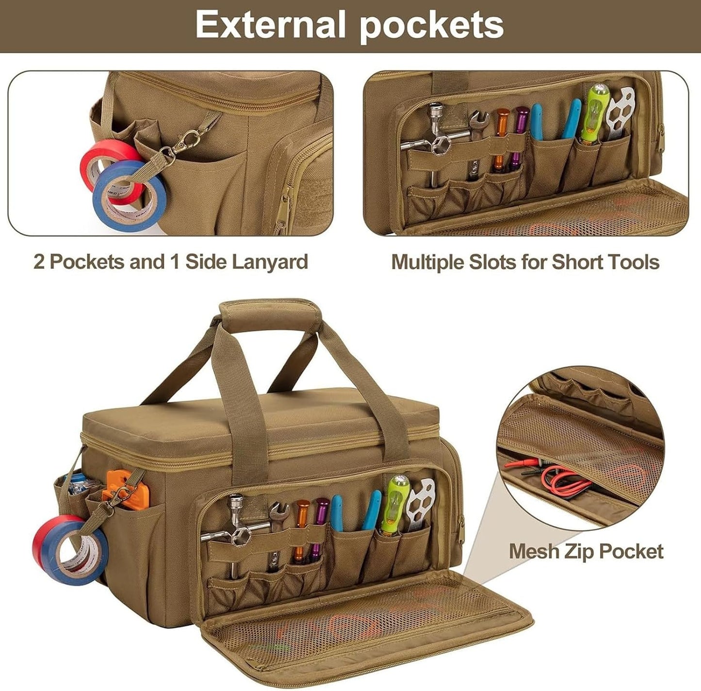  Sac à Main De Rangement Multifonction Portable Pour Charpentiers, électriciens, Coutures Renforcées, Sac De Transport Avec Poignée, Sac De Transport Pour Outils De Couture Renforcés