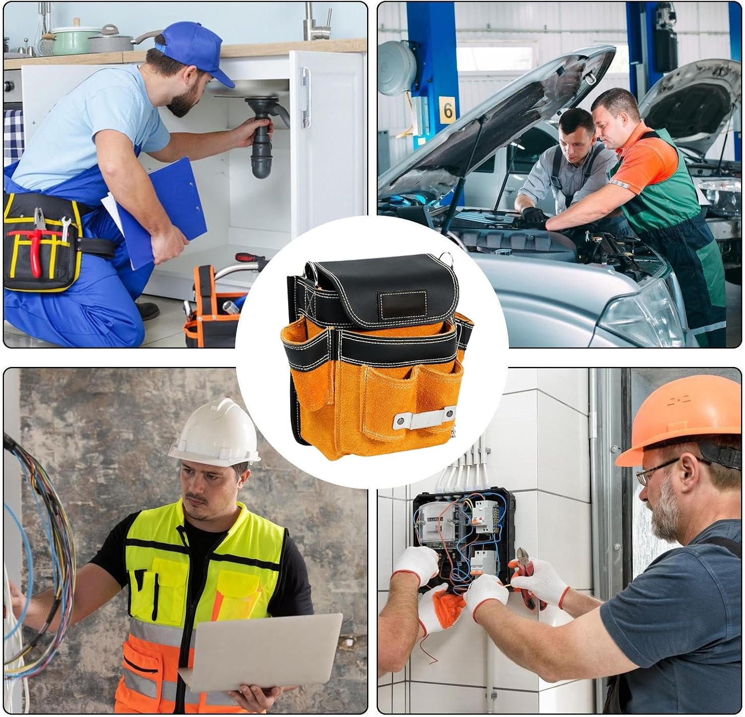  Générique Pochette De Ceinture À Outils,Sac De Ceinture Imperméable - Avec Bretelle Amovible Et Porte-Outil | Pour Les Travaux De Construction, D'Électricité, De Maintenance, De