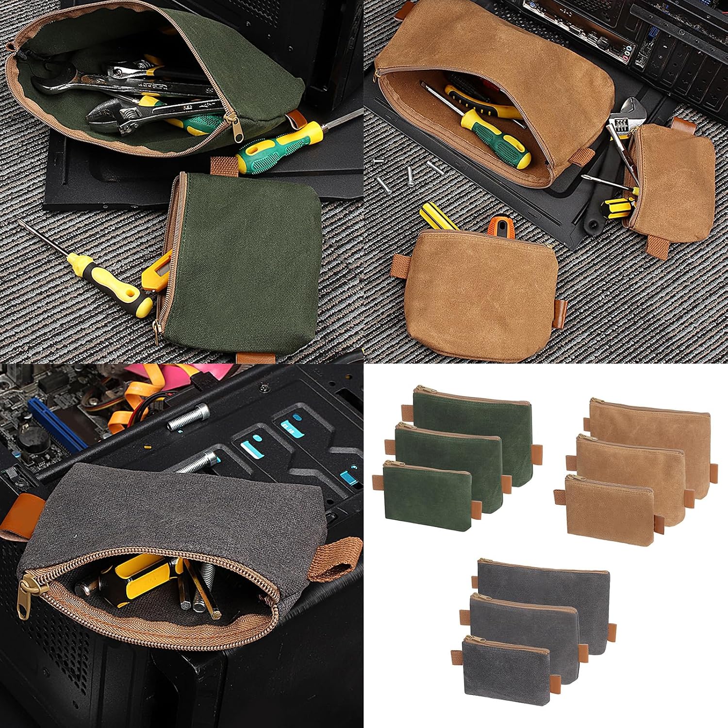  Sac à Outils En Toile étanche - Collection De 3 Pièces - Fermeture éclair - Organisateurs Pour Un Rangement Et Une Organisation Pratiques