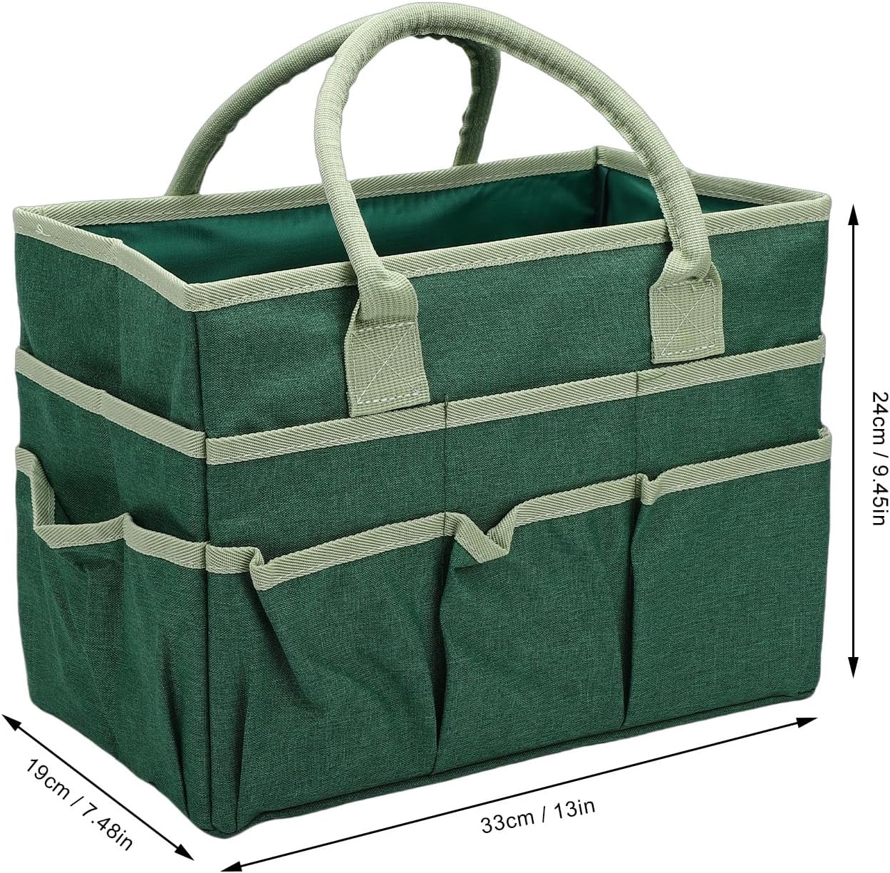  Srliya Sac De Rangement Artisanal 10 Poches En Tissu Oxford, Rangement Spacieux Pour Les Arts Et L'artisanat, Papeterie Pour Enseignant, Sac à Outils De Jardinage De Couture (Verte)