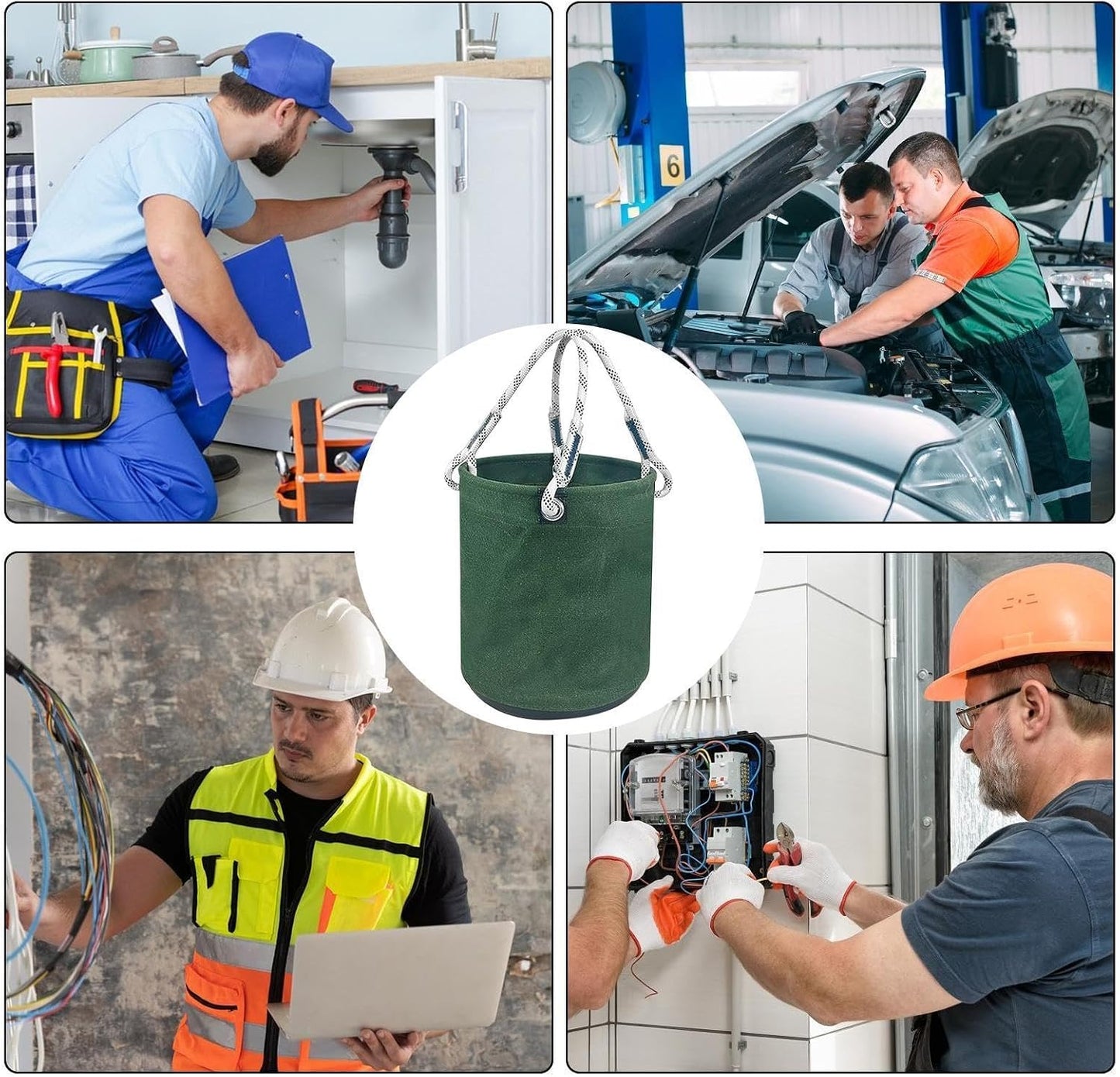  Sac Panier À Outils - Seau En Toile Polyvalent Pour Organisation D'outils,Poches Stockage Poste Travail Transport Équipement Électrique Construction Robust