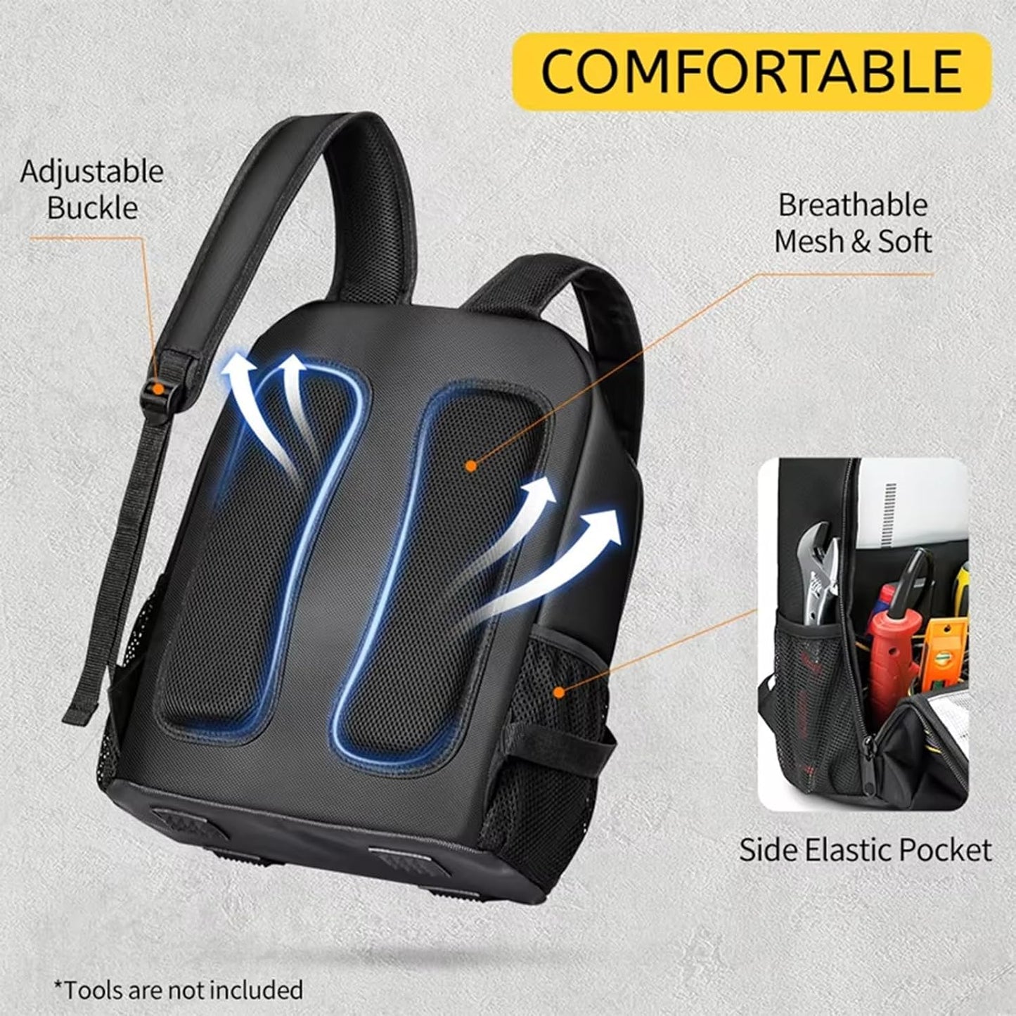  Sac à Dos à Outils Multi-poches Pour électriciens, Techniciens Et Techniciens En Tissu Oxford Résistant à L'usure Sac à Bandoulière Organisateurs Transporteurs