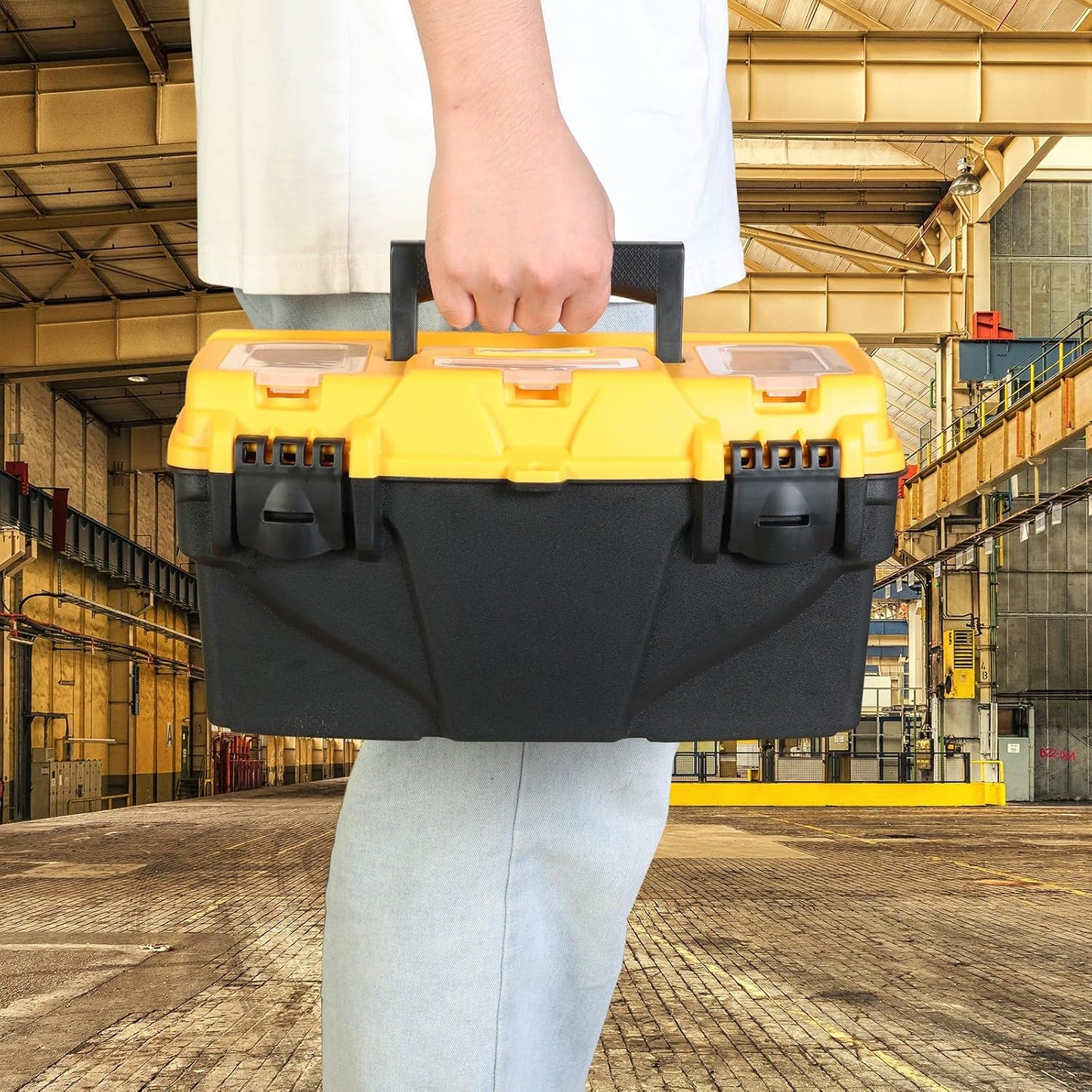  Torin ATRJH-3015T Boîte à Outils En Plastique Avec Plateau Amovible Noir/jaune 39,4 Cm